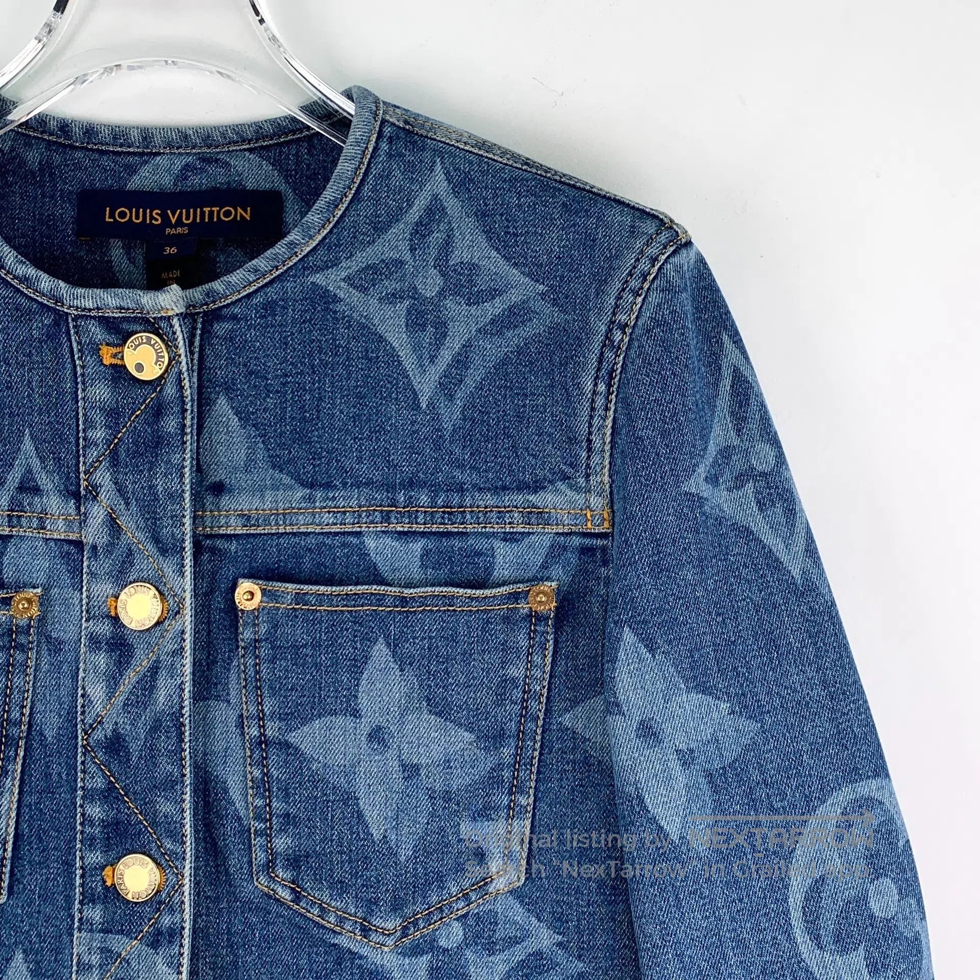 Louis Vuitton Louis Vuitton Dark blue logo vintage print fringed cotton Size XS / US 0-2 / IT 36-38 - 3 Thumbnail