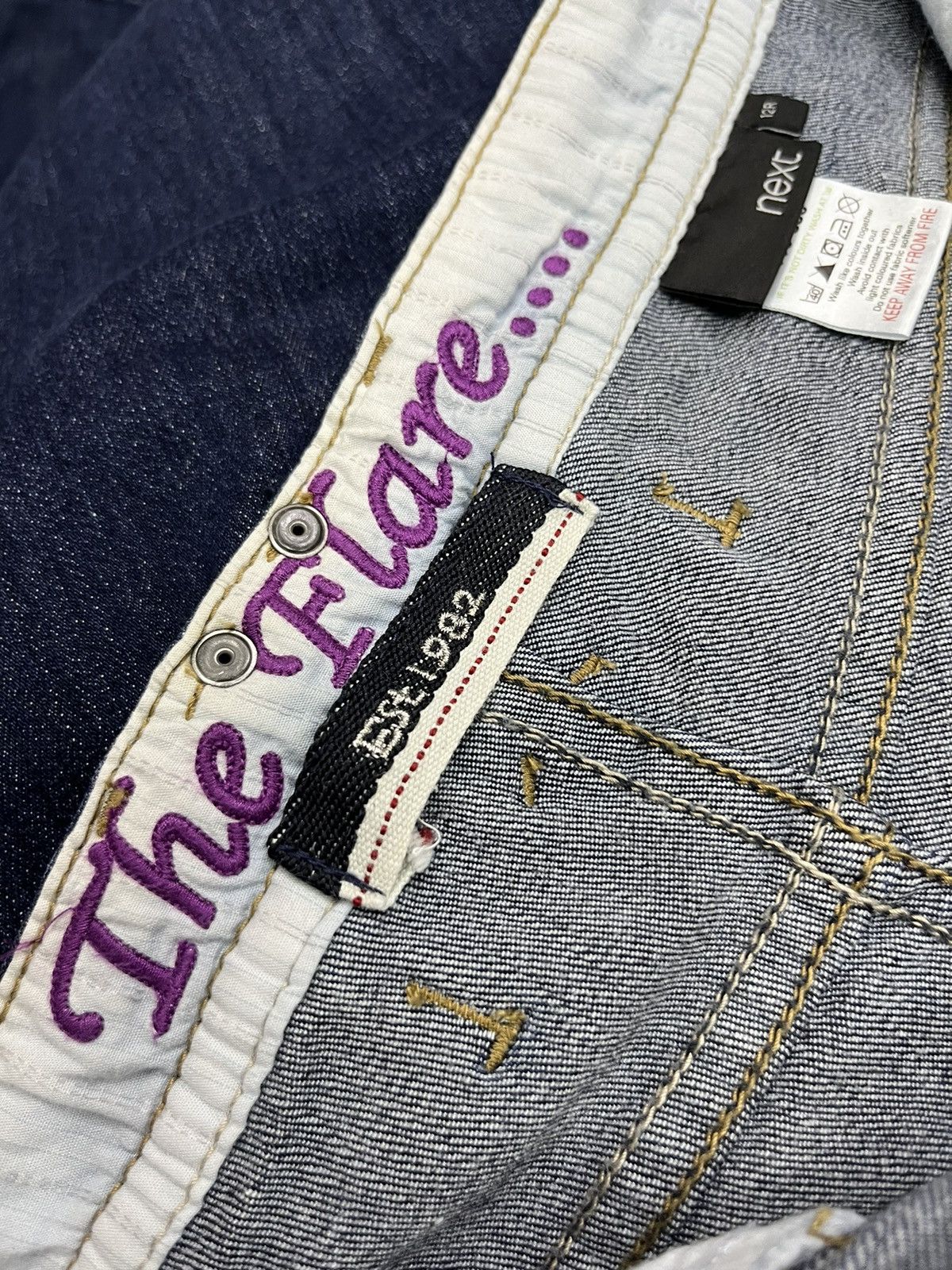 Japanese Brand × Le Grande Bleu (L.G.B.) × NEXT THE FLARE🔥Vintage NEXT Ultra Flare 70’s Style Stretch Denim Size 29" - 9 Thumbnail