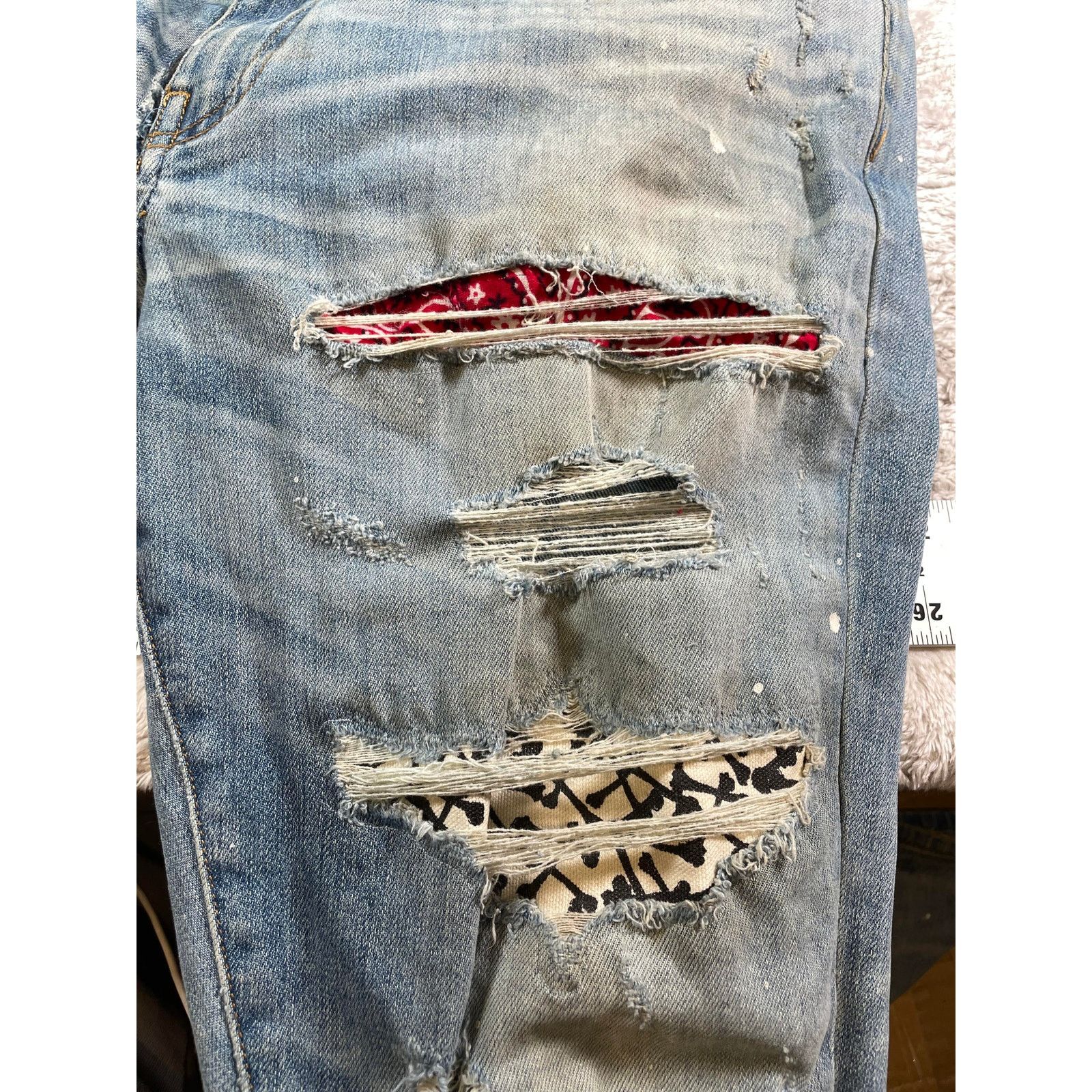 Amiri Amiri Multi Motif Thrasher Patch Light Wash Jeans Size US 36 / EU 52 - 8 Thumbnail