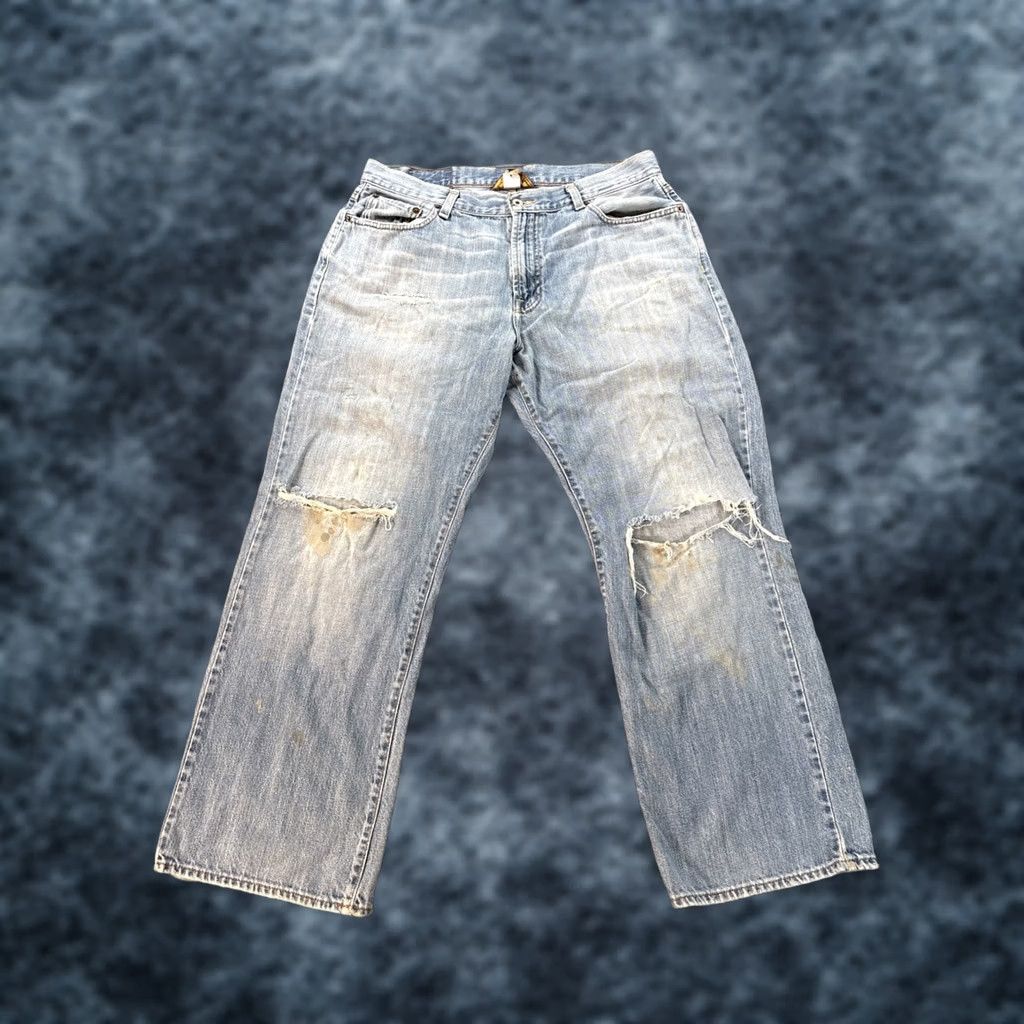 Lucky Brand VINTAGE Lucky Brand Jeans Mens 36x28 Baggy Wide Distressed Grunge Blue 36 Inseam 28 Relaxed Wide-Leg Men Size US 36 / EU 52 - 1 Thumbnail