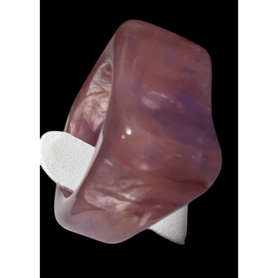 Other Chunky Abstract Pink And Purple Swirl Retro Statement Ring S Size ONE SIZE - 3 Thumbnail