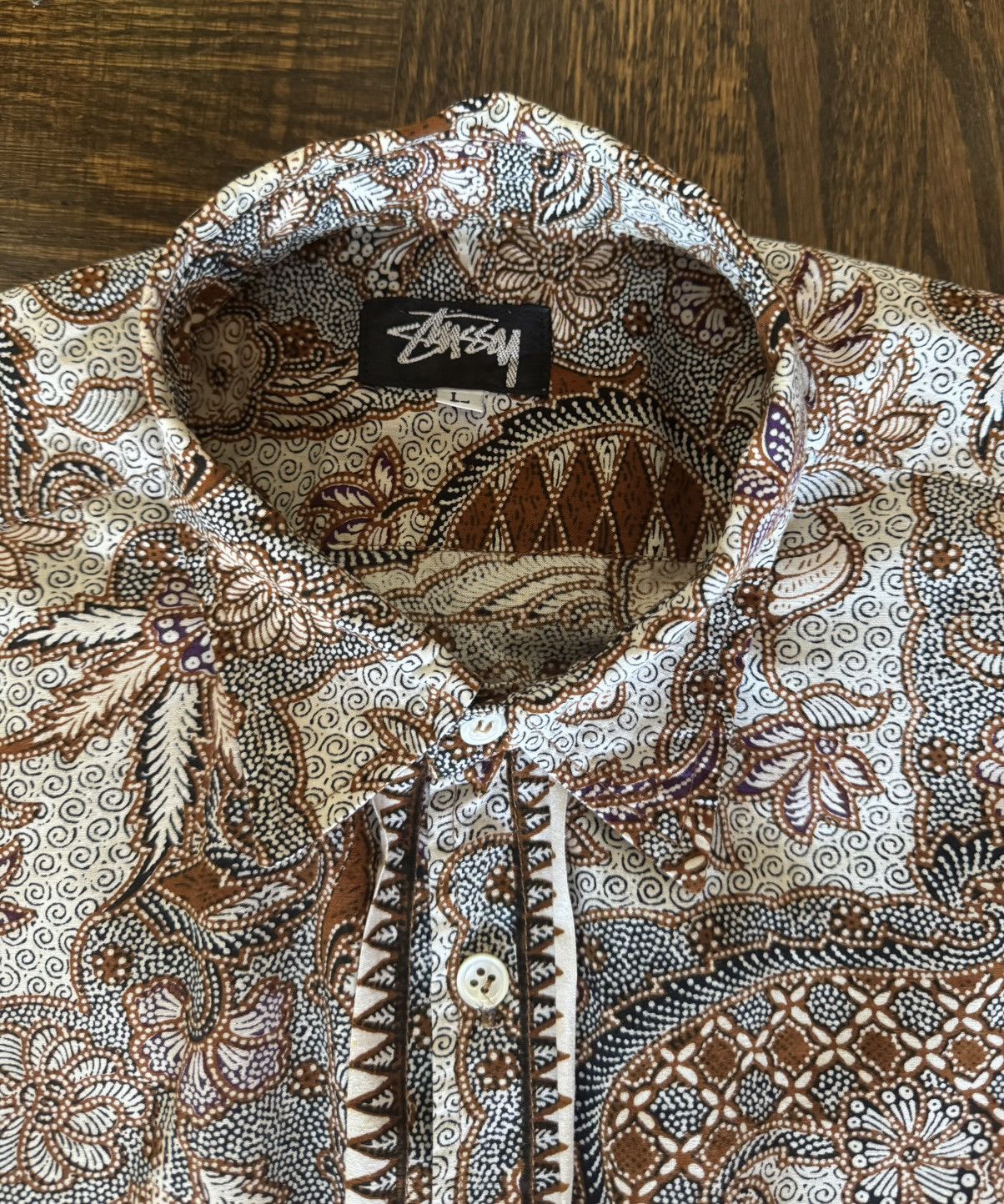 Stussy RARE 1983 STUSSY batik print cotton buttoned shirt L/Xl Size US XL / EU 56 / 4 - 2 Thumbnail