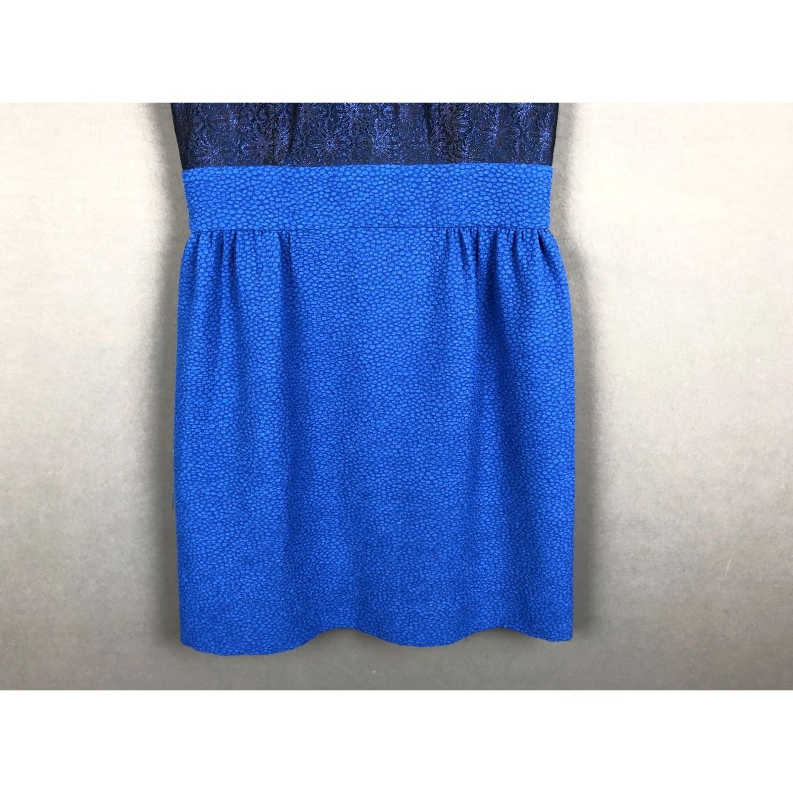 Sandro Sandro Women's Short Sleeve Mini Dress Size 1 Blue & Black Lace Panel Spandex Size 25" / US 0 / IT 36 - 6 Thumbnail