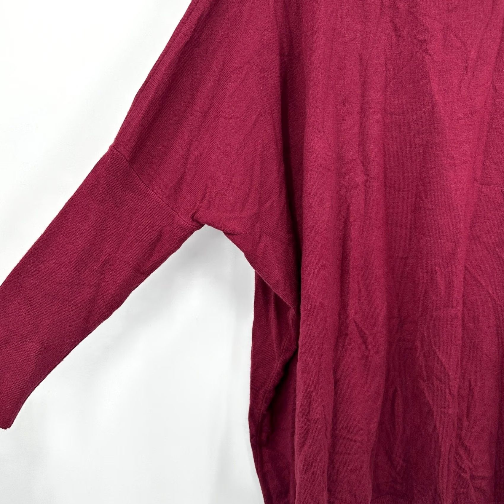 melin VINTAGE Meo Meli Women Burgundy Oversized Crew Neck Dolman Sleeve Knit Sweater One Size Size ONE SIZE - 3 Thumbnail