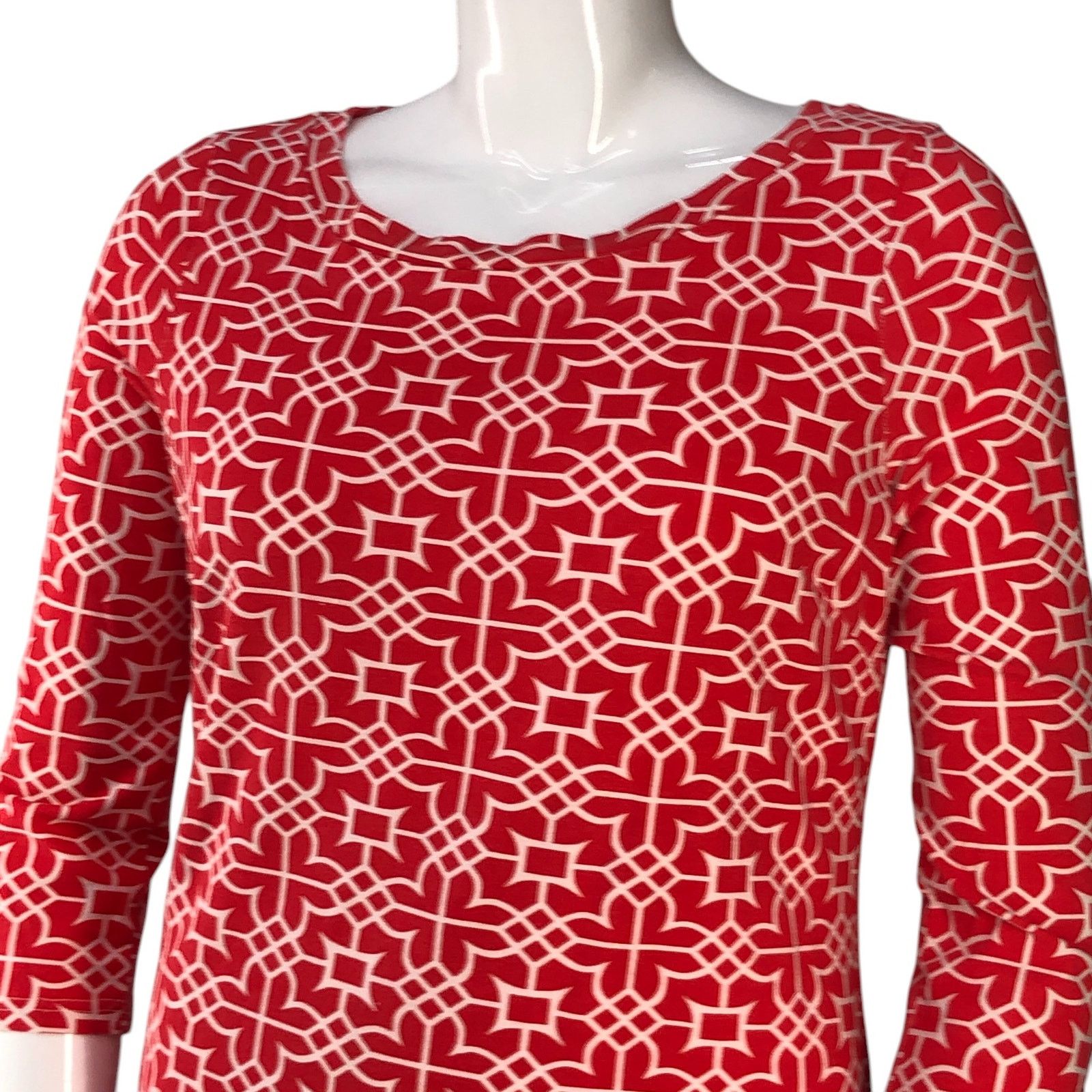 Gretchen Scott Gretchen Scott Size L Dress Shift Jersey Geometric Red Size L / US 10 / IT 46 - 2 Thumbnail