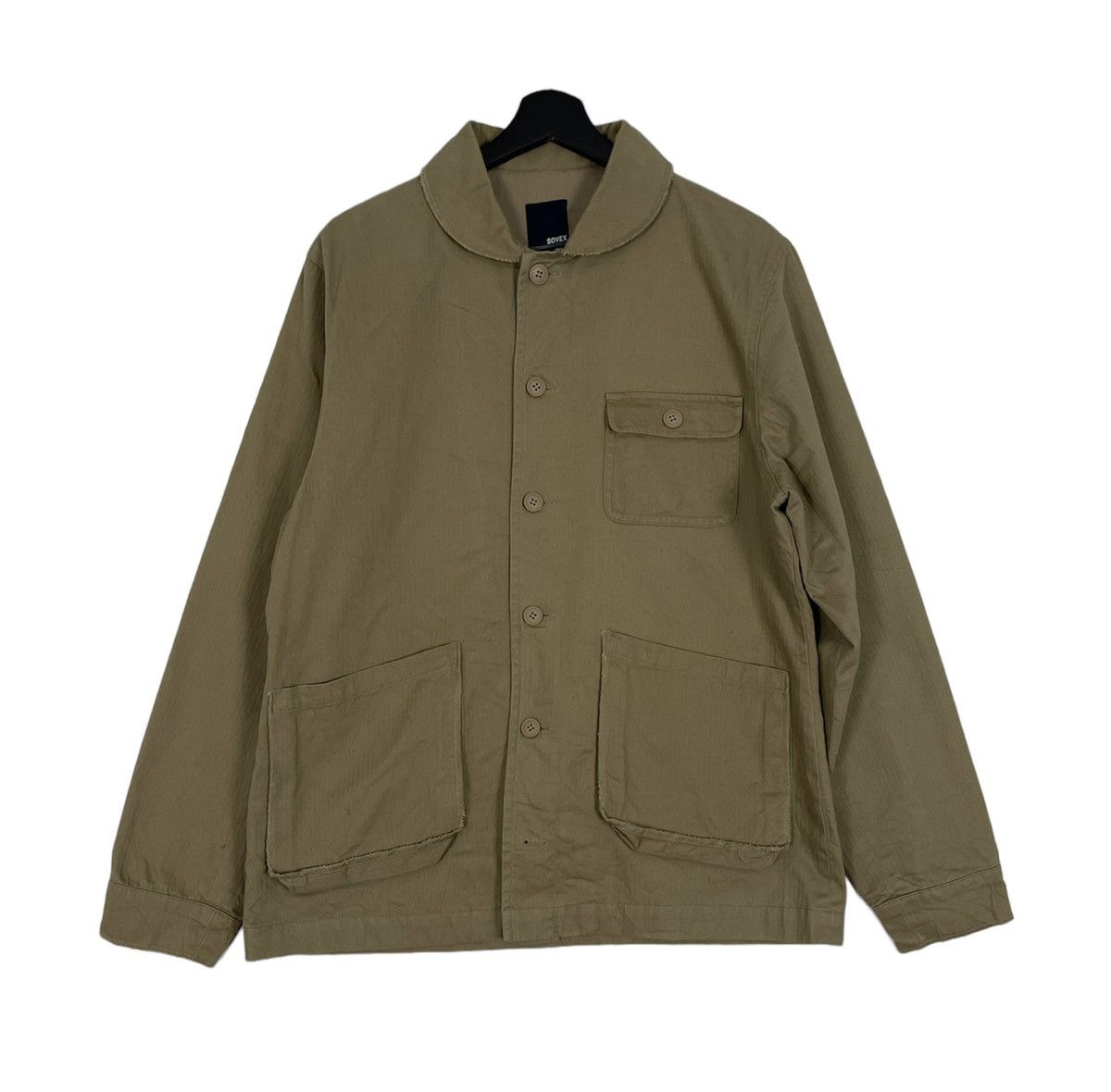 image of Le Laboureur x Volta Hbt French Workwear Chore Jacket in Beige, Men's (Size Medium)