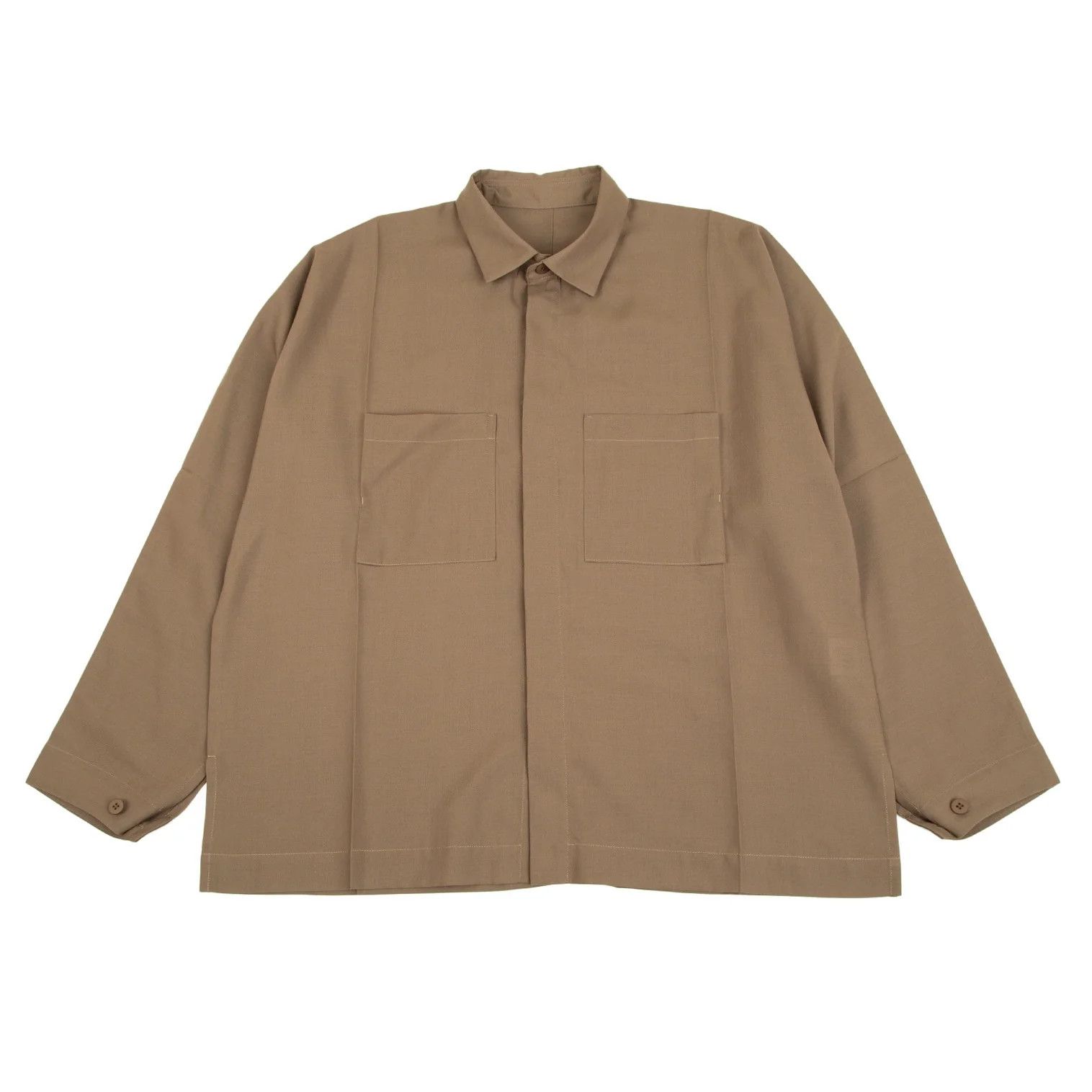 Issey Miyake Front-Button Dolman Shirt in Brown, Size 4 Size US XL / EU 56 / 4 - 1 Thumbnail