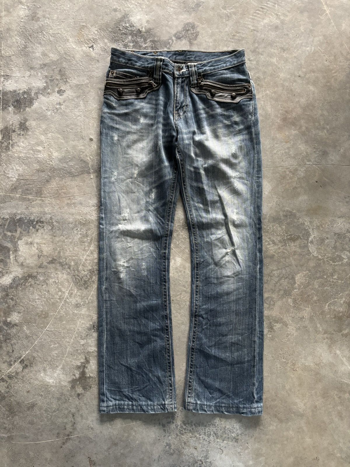 Hysteric Glamour × semanticdesign SICK FLARE DISTRESSED SEMANTIC DESIGN WASHED LEATHER POCKET Size US 29 - 1 Thumbnail