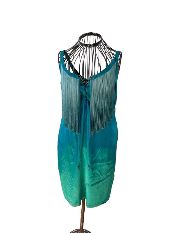 Roberto Cavalli Roberto Cavalli Silk Fringe Dress, 1990s Size L / US 10 / IT 46 - 2 Thumbnail