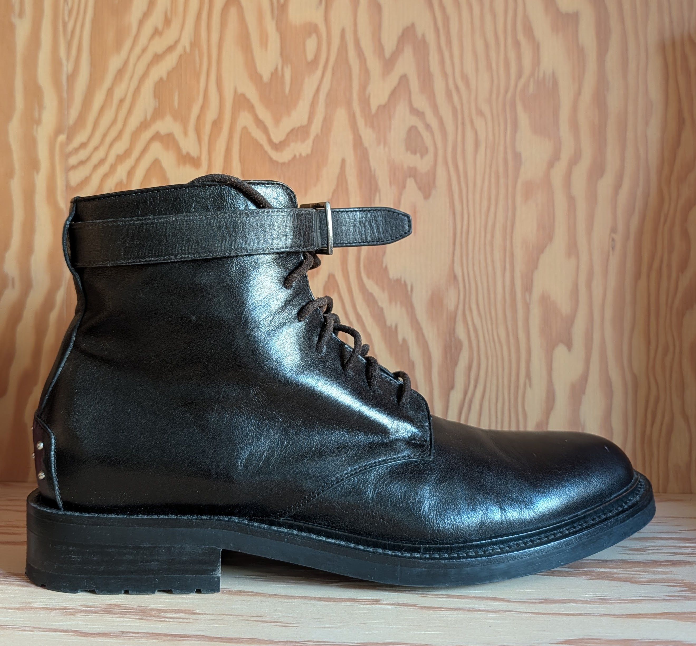 Saint Laurent Paris Black Leather Army Boots Size US 11.5 / EU 44-45 - 1 Thumbnail