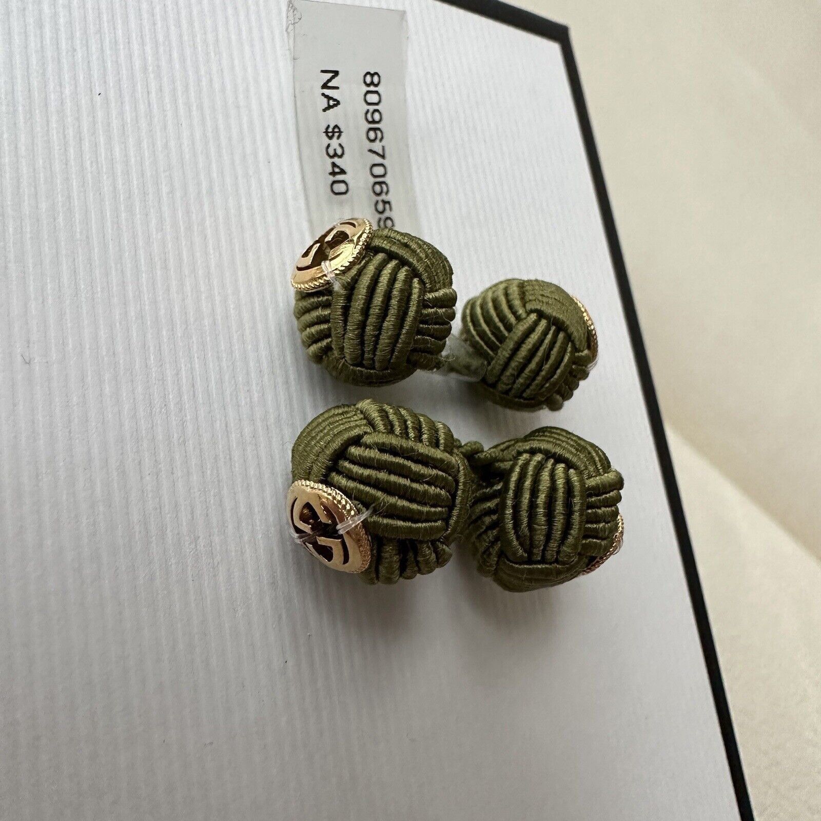 Gucci NEW Gucci Interlocking G rope cufflinks Green Gold GG Logo Size ONE SIZE - 6 Thumbnail