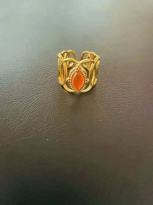 VIBE Orenge Opal Stone Adjustable Ring Size ONE SIZE - 2 Thumbnail