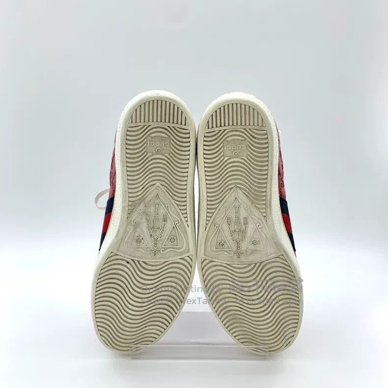 Gucci Gucci Red striped webbing logo dark pattern lacing casual Size US 8 / EU 41 - 5 Thumbnail