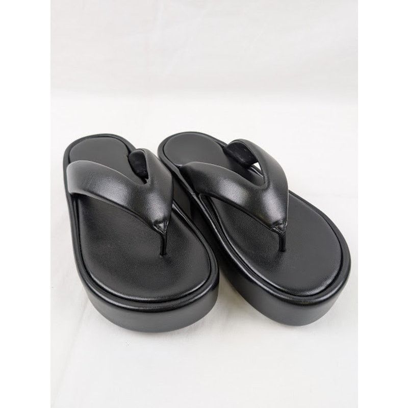 Balenciaga o1rshd1 Rise Thong Smooth Nappa/ Logo Slides in Black Size US 9 / IT 39 - 9 Thumbnail
