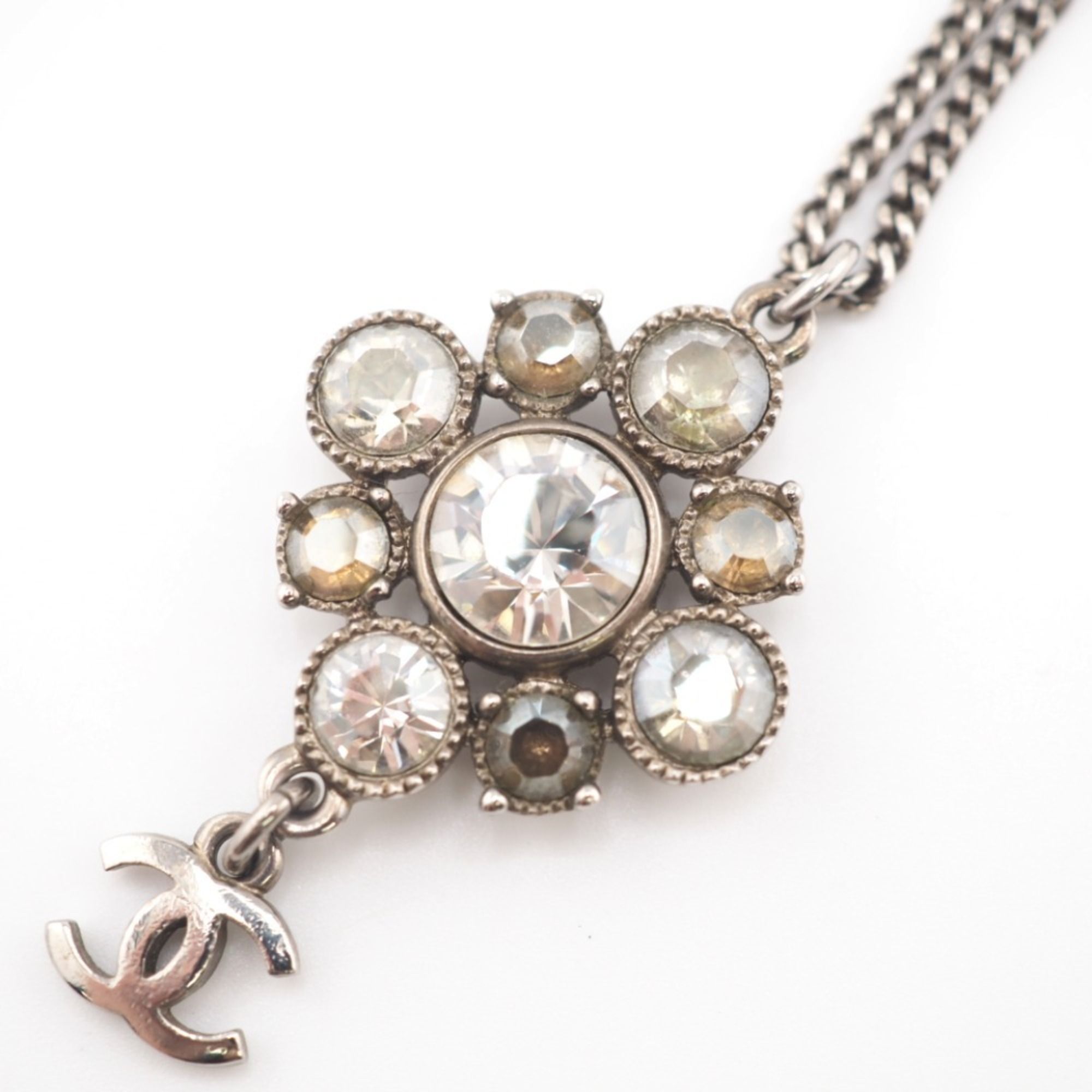 chanel earrings long silver chain