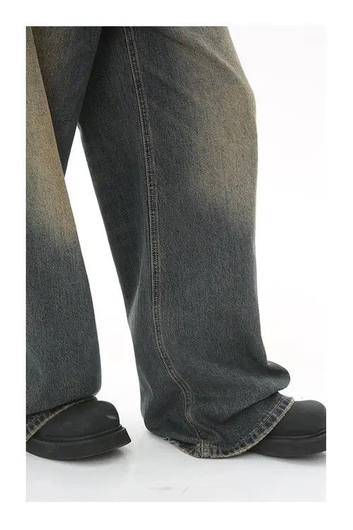 VIBE Vintage Distressed Loose Wide Leg Mopping Jeans y2k Size US 32 / EU 48 - 7 Thumbnail