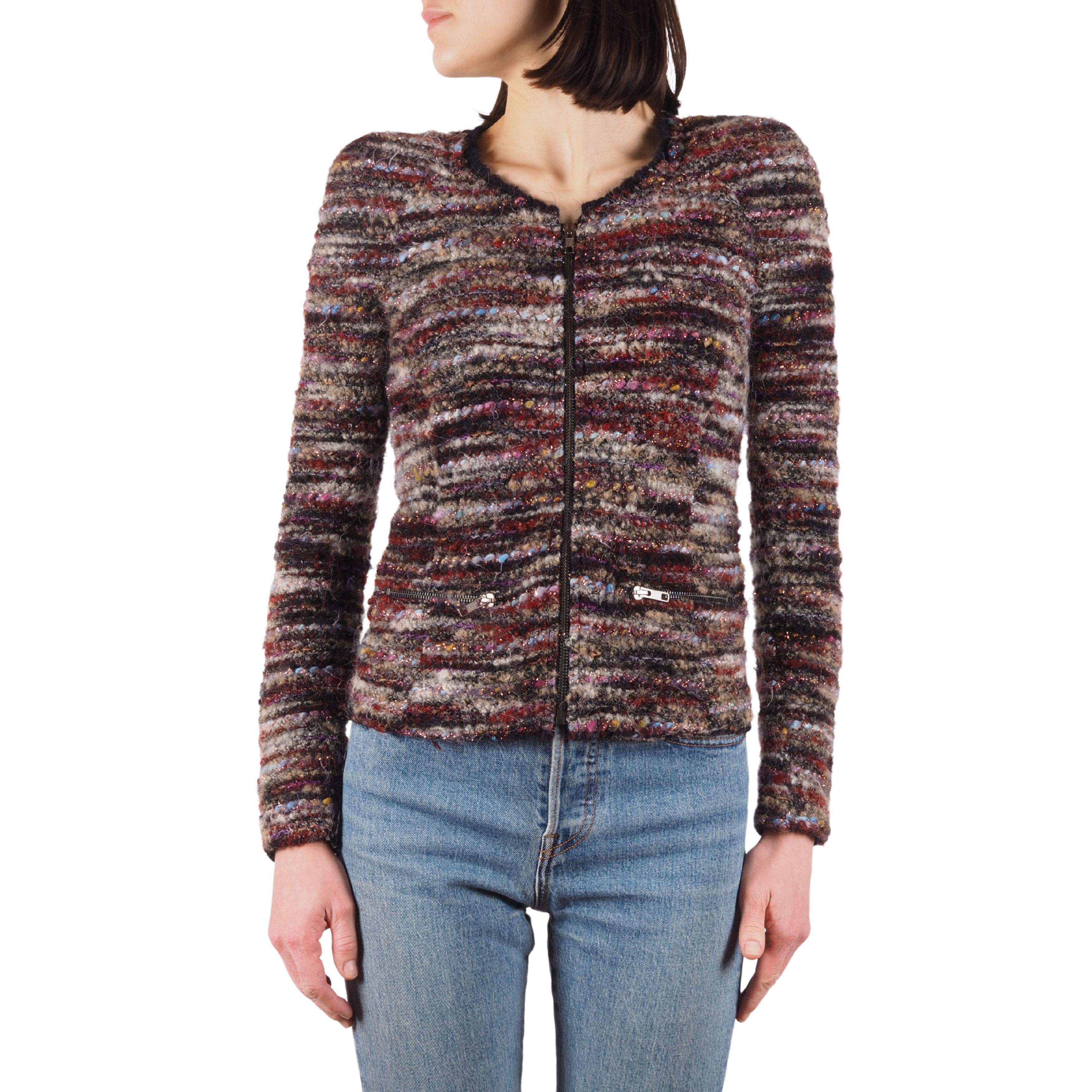 Isabel Marant Etoile Wool Alpaca Blend Knit Zip Jacket