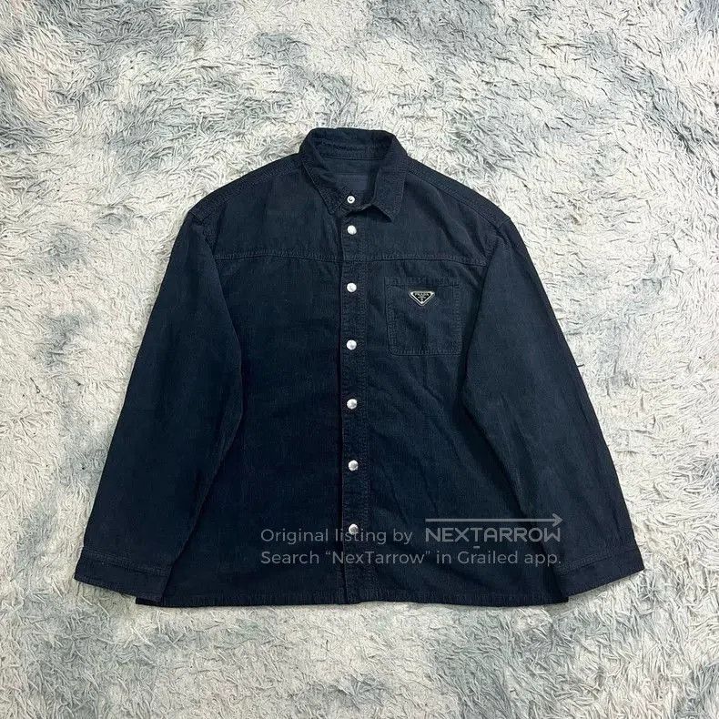 Prada Prada Corduroy Shirt with Triangle Logo. Size US L / EU 52-54 / 3 - 1 Thumbnail