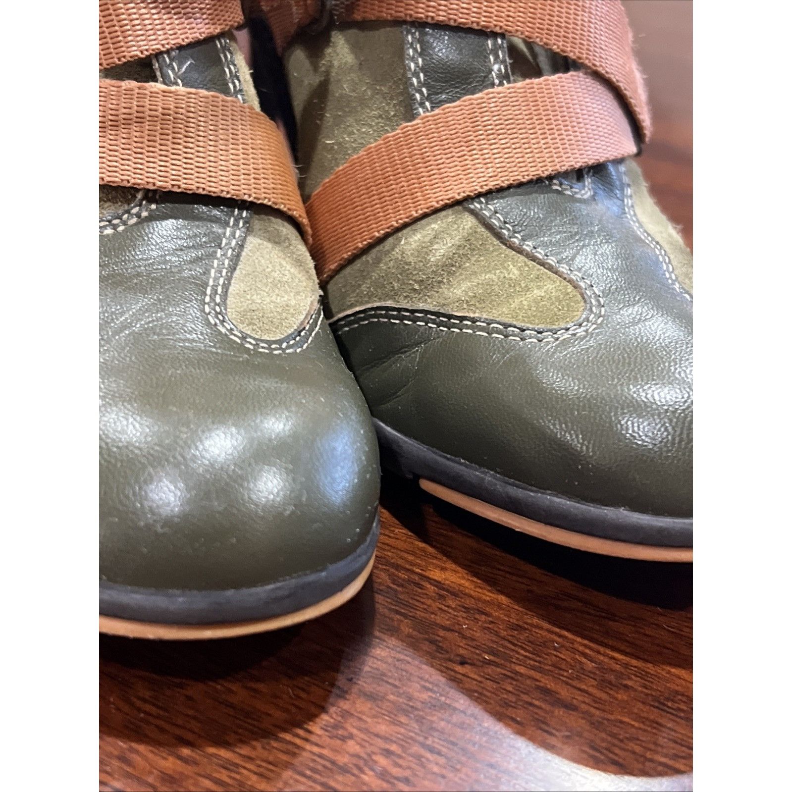 Vintage Y2K Dollhouse Olive Green Strap Retro Style “Brooke” Wedge B Size US 7.5 / IT 37.5 - 7 Thumbnail