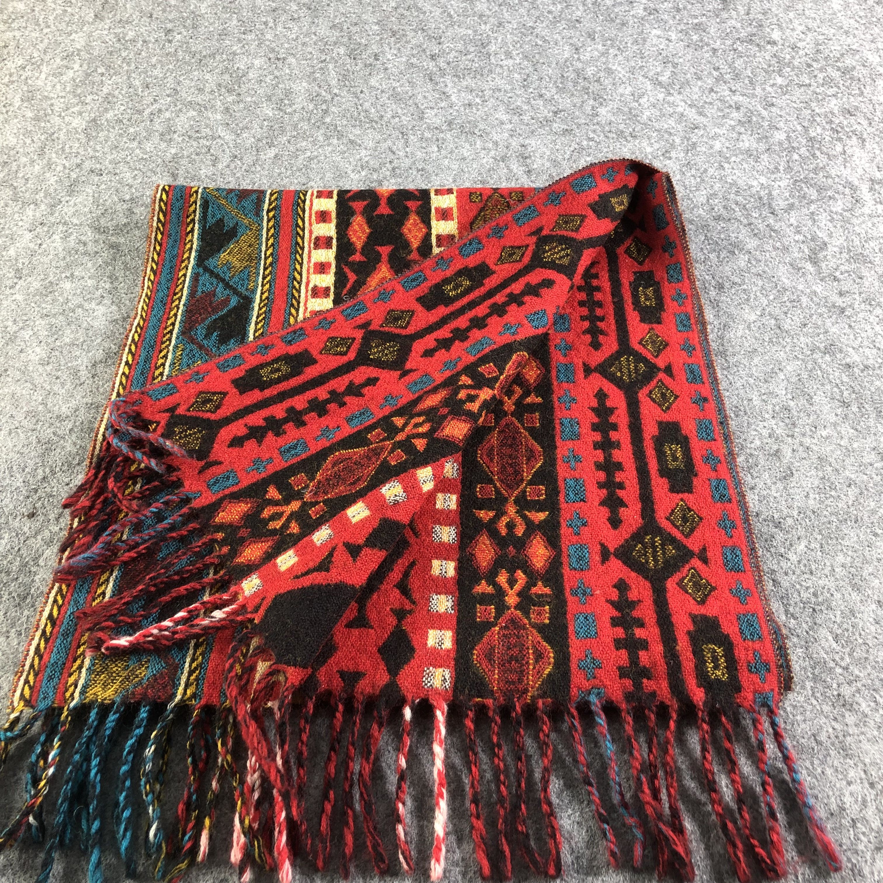 Vintage Native Design Navajo Wool Scarf Muffler V1584 Size ONE SIZE - 4 Thumbnail