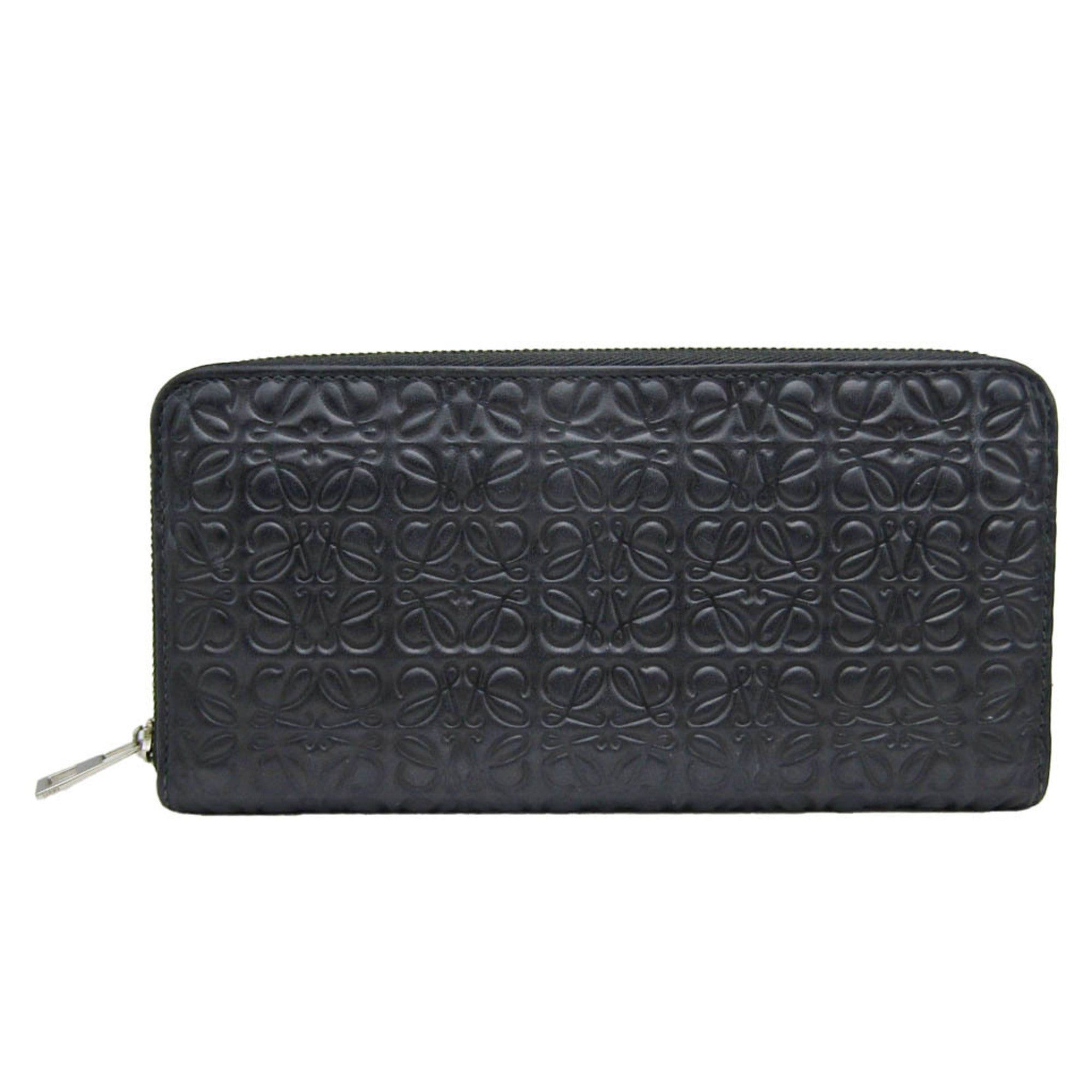 image of Loewe Repeat Anagram Women,men Leather Long Wallet [Bi-Fold] Black, Women's