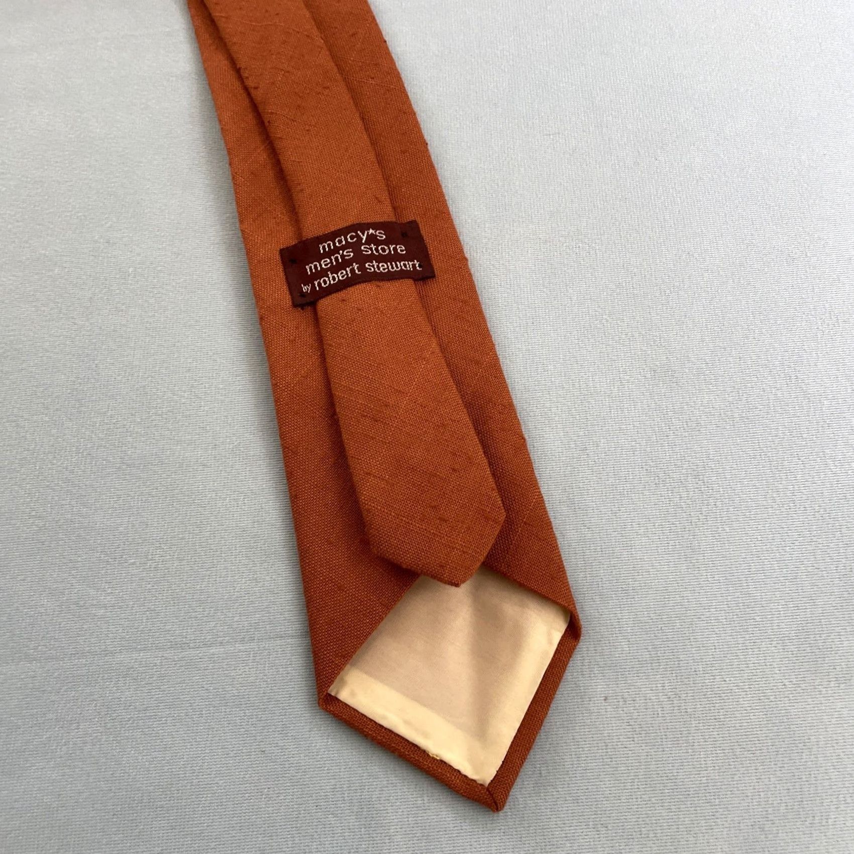 Vintage VTG Macy's Mens Store Robert Stewart Solid Rust Orange Silk NeckTie 3x57 Vintage Necktie Tie Men Size ONE SIZE - 4 Thumbnail