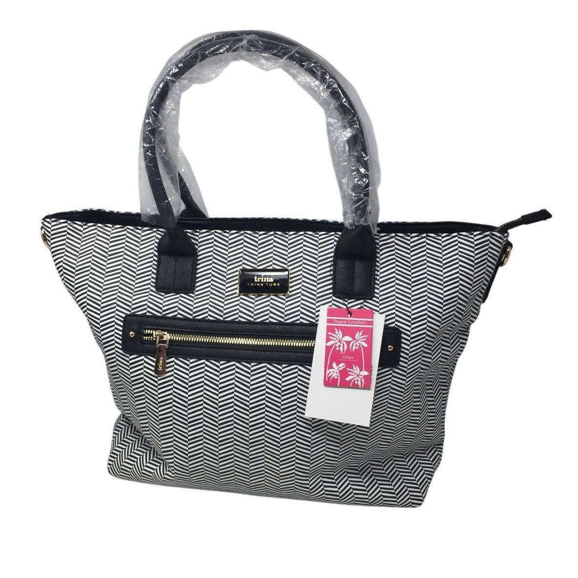 Other Trina Turk Optical Illusion Black & White Chevron 2 Way Tote Size ONE SIZE - 3 Thumbnail