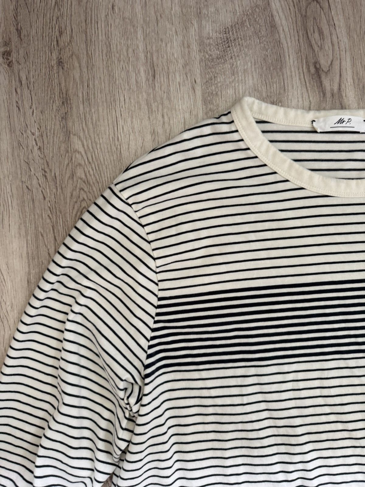 Mr P. Mr P Striped Long Sleeve T-Shirt XL White Blue MR PORTER Size US XL / EU 56 / 4 - 6 Thumbnail