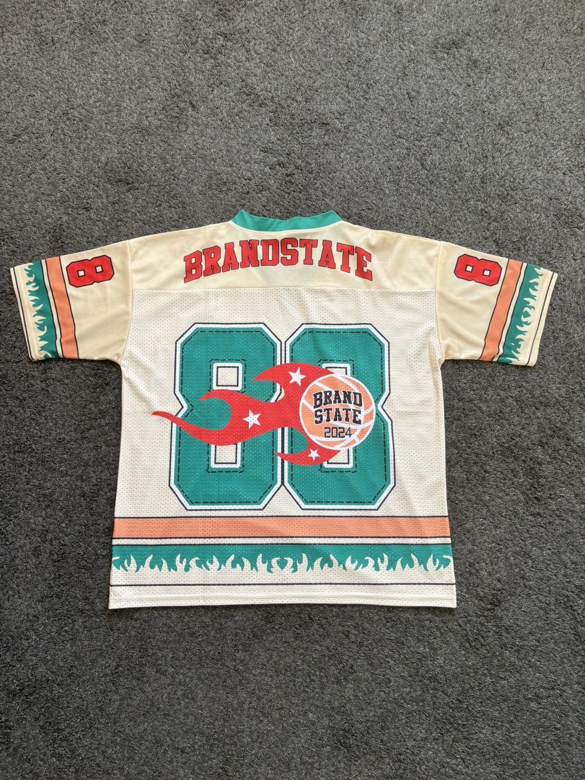 Japanese Brand Vintage oversize basketball 80 football cream green jersey Size US M / EU 48-50 / 2 - 12 Thumbnail
