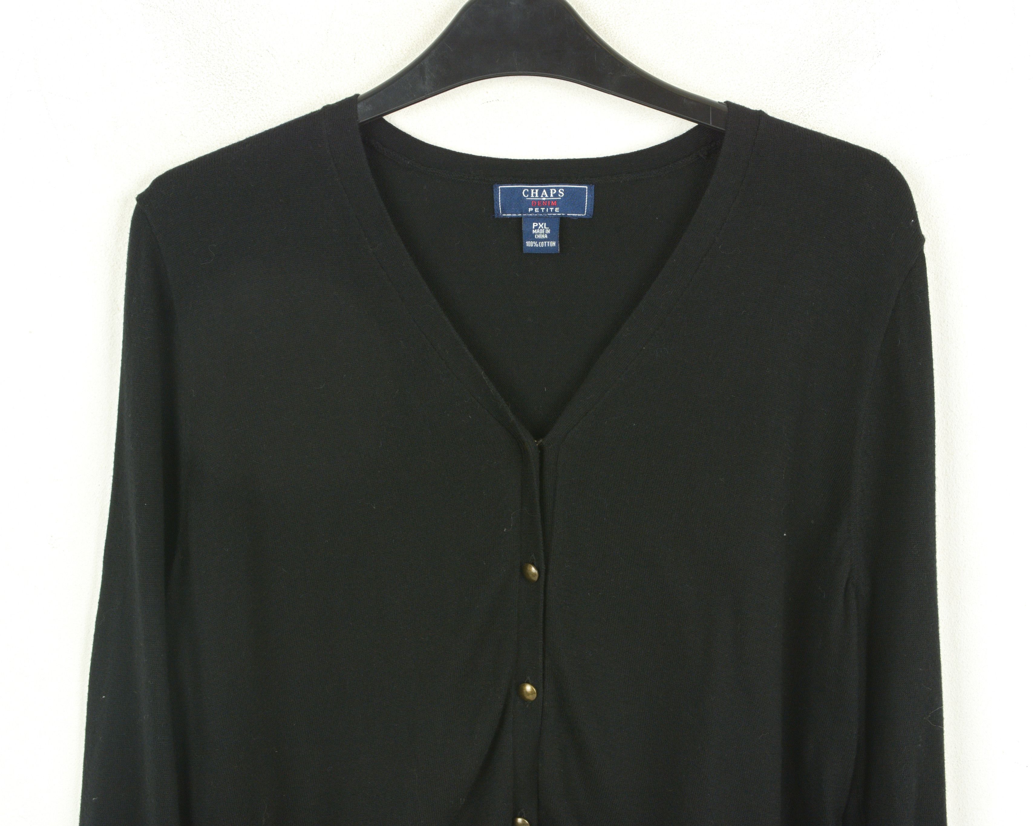 Chaps Women's XL Petite Knit Cardigan Sweater Cotton Jumper V Neck Size XL / US 12-14 / IT 48-50 - 2 Thumbnail