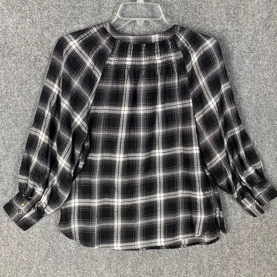 Loft Loft Blouse Women's Long Sleeve Plaid Henley Viscose Blend S Size S / US 4 / IT 40 - 7 Thumbnail