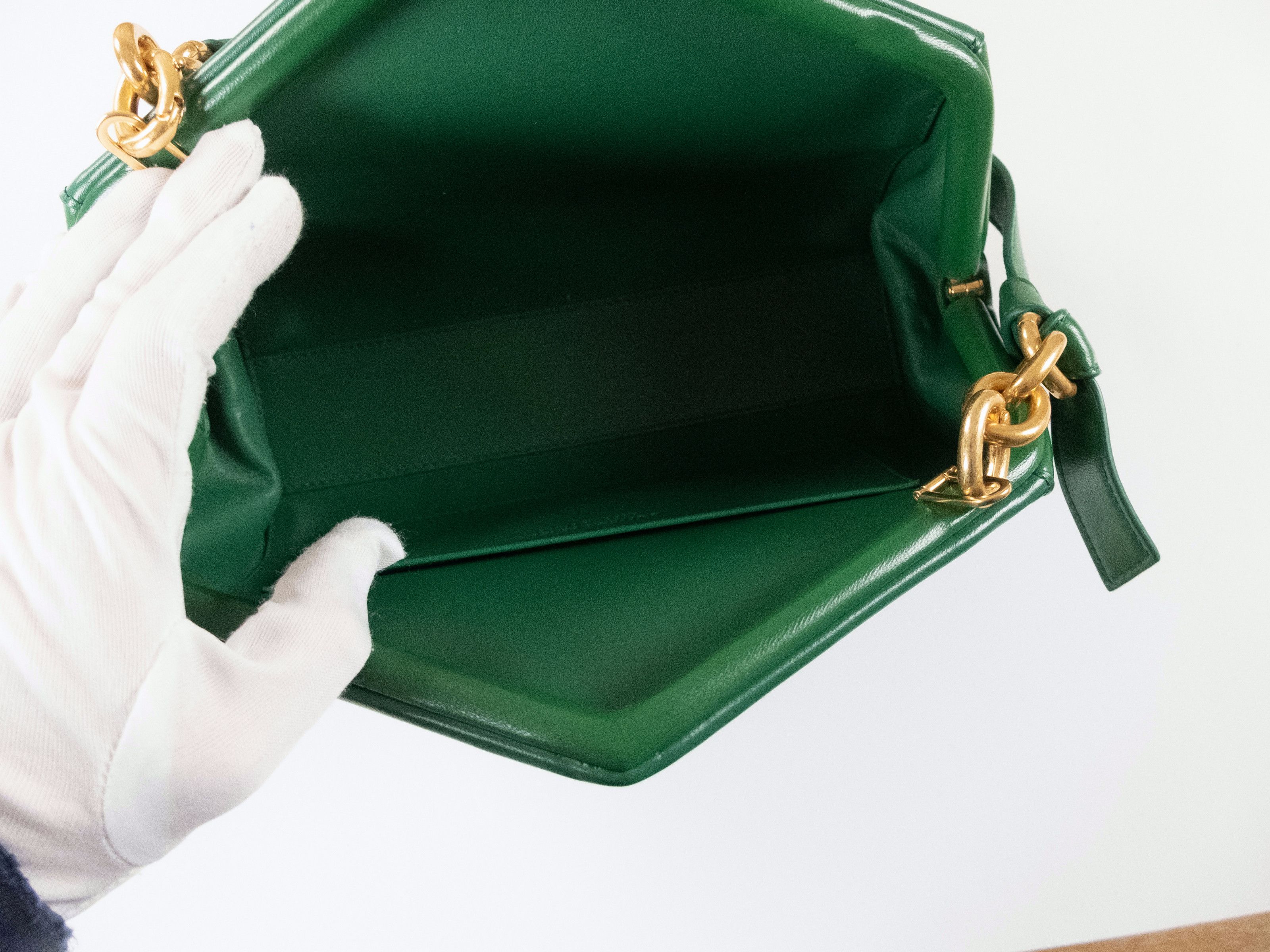 Bottega Veneta BOTTEGA VENETA Tip green leather chain shoulder bag clutch Size ONE SIZE - 10 Thumbnail