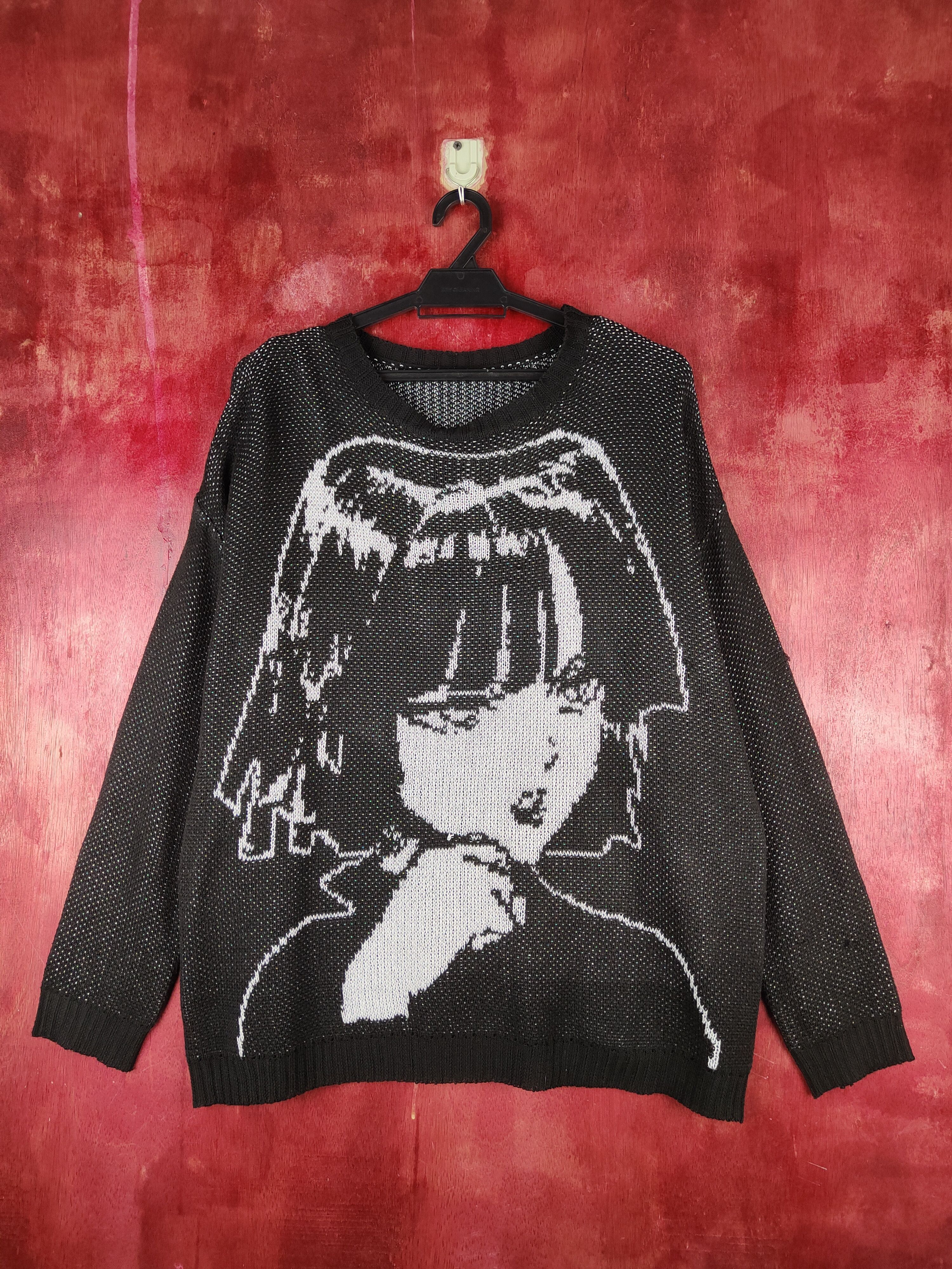 Anime Shein anima girl Black Knitwear Sweatshirt #S1523 Size L / US 10 / IT 46 - 1 Thumbnail