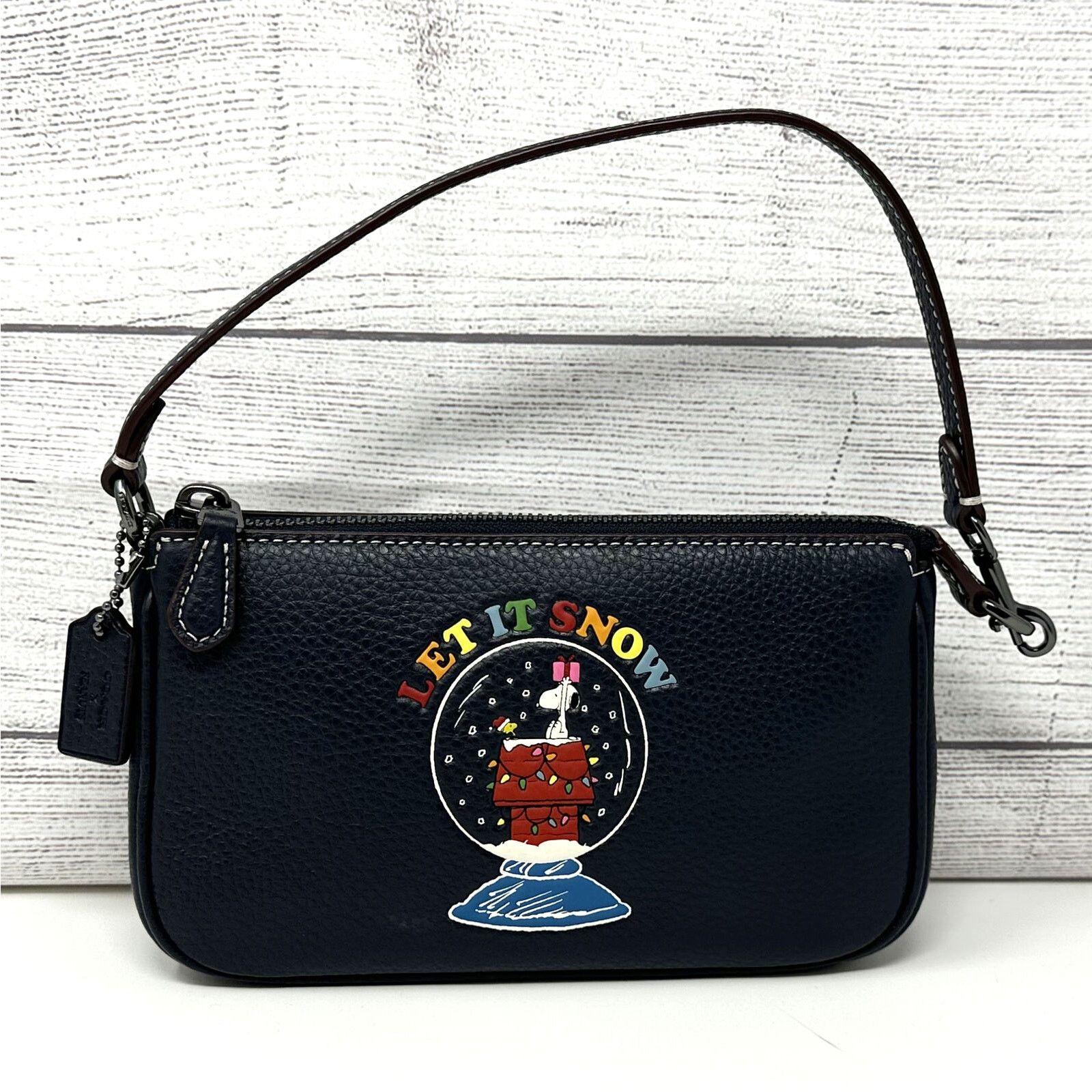 image of Coach X Peanuts Nolita 19 Snoopy Let It Snow Motif Ce859 in Blue, Women's