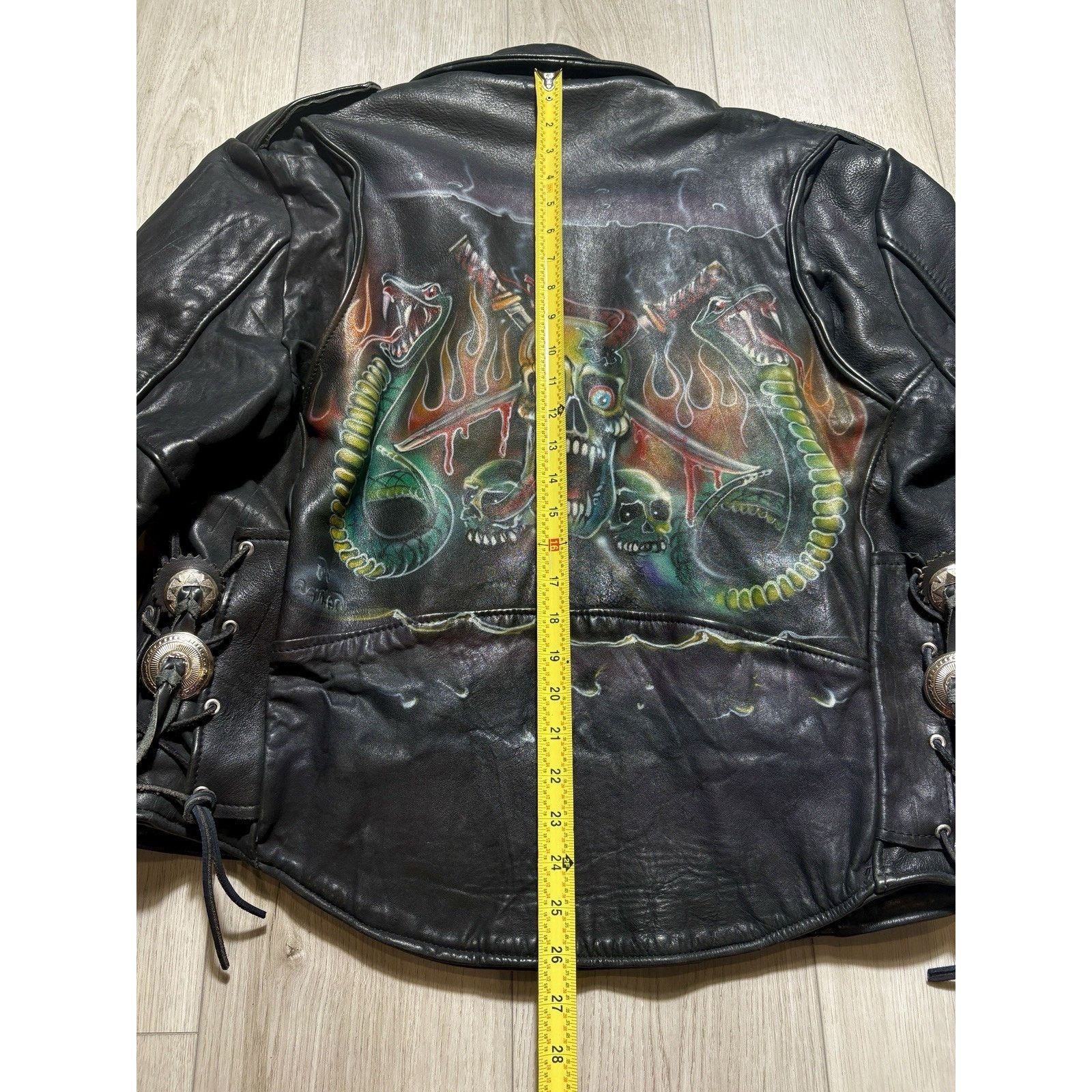 Leather VTG Leather Biker Jacket Airbrushed Harley Davidson Art L Size US L / EU 52-54 / 3 - 23 Thumbnail