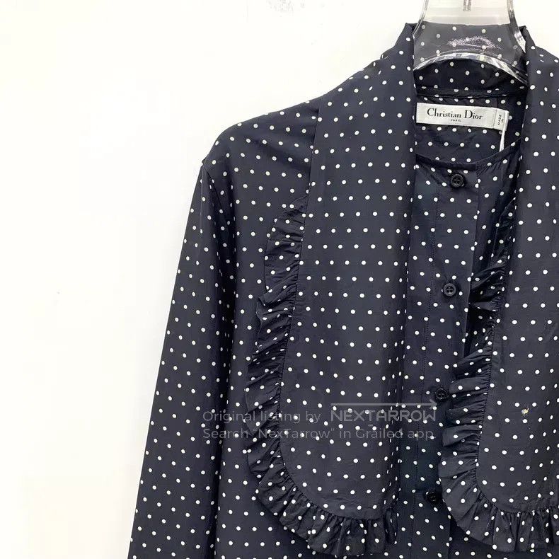 Dior Dior Black polka dot lace design mulberry silk round neck Size XS / US 0-2 / IT 36-38 - 3 Thumbnail