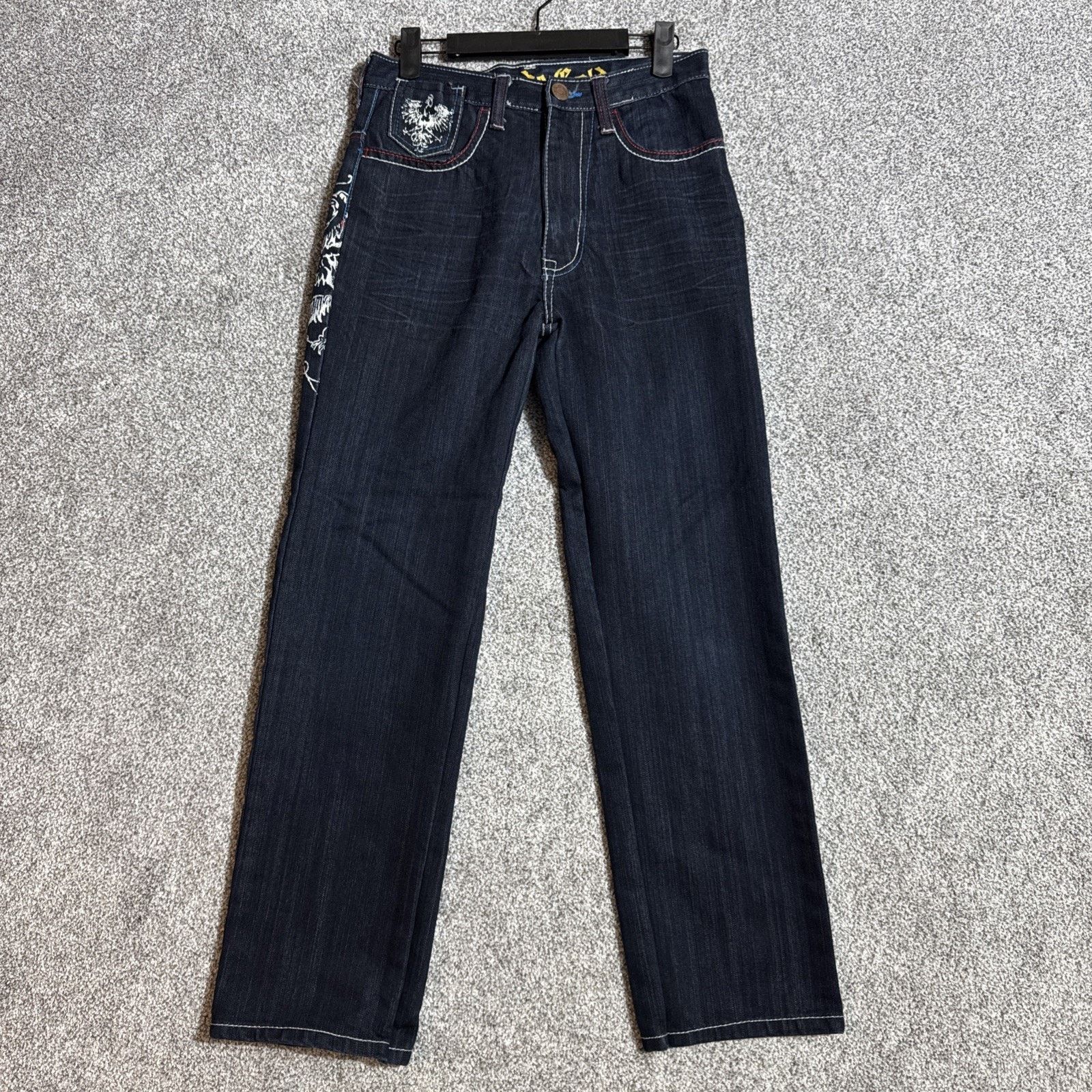 Other Y2K Jeans Women 14 Mallgoth Bootcut Rock Tattoo Embroidered Size 36" / US 14 / IT 50 - 1 Thumbnail