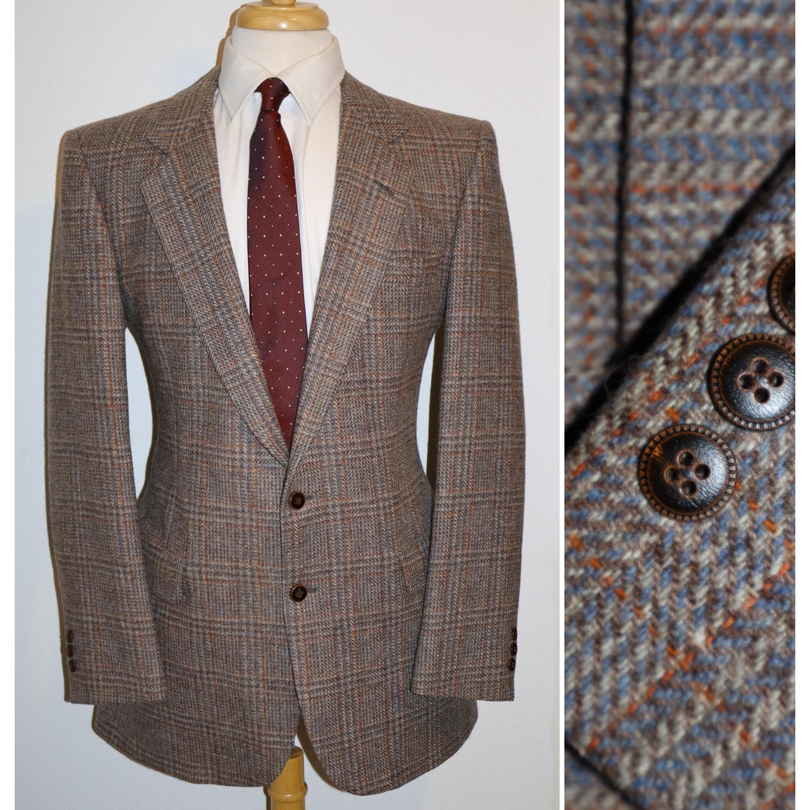 Pierre Cardin 40L Vintage 70s Pierre Cardin Windowpane Tweed Blazer Size 40L - 1 Thumbnail