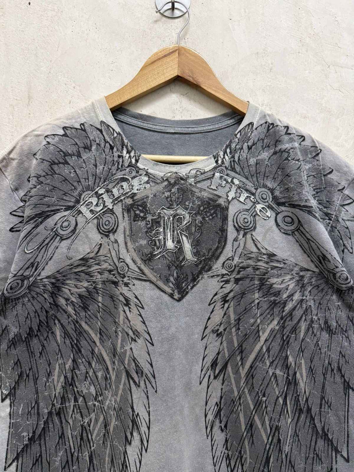 Affliction 2000s Ring Fire Angel Wings affliction styled Cross y2k Tees Size US L / EU 52-54 / 3 - 2 Thumbnail
