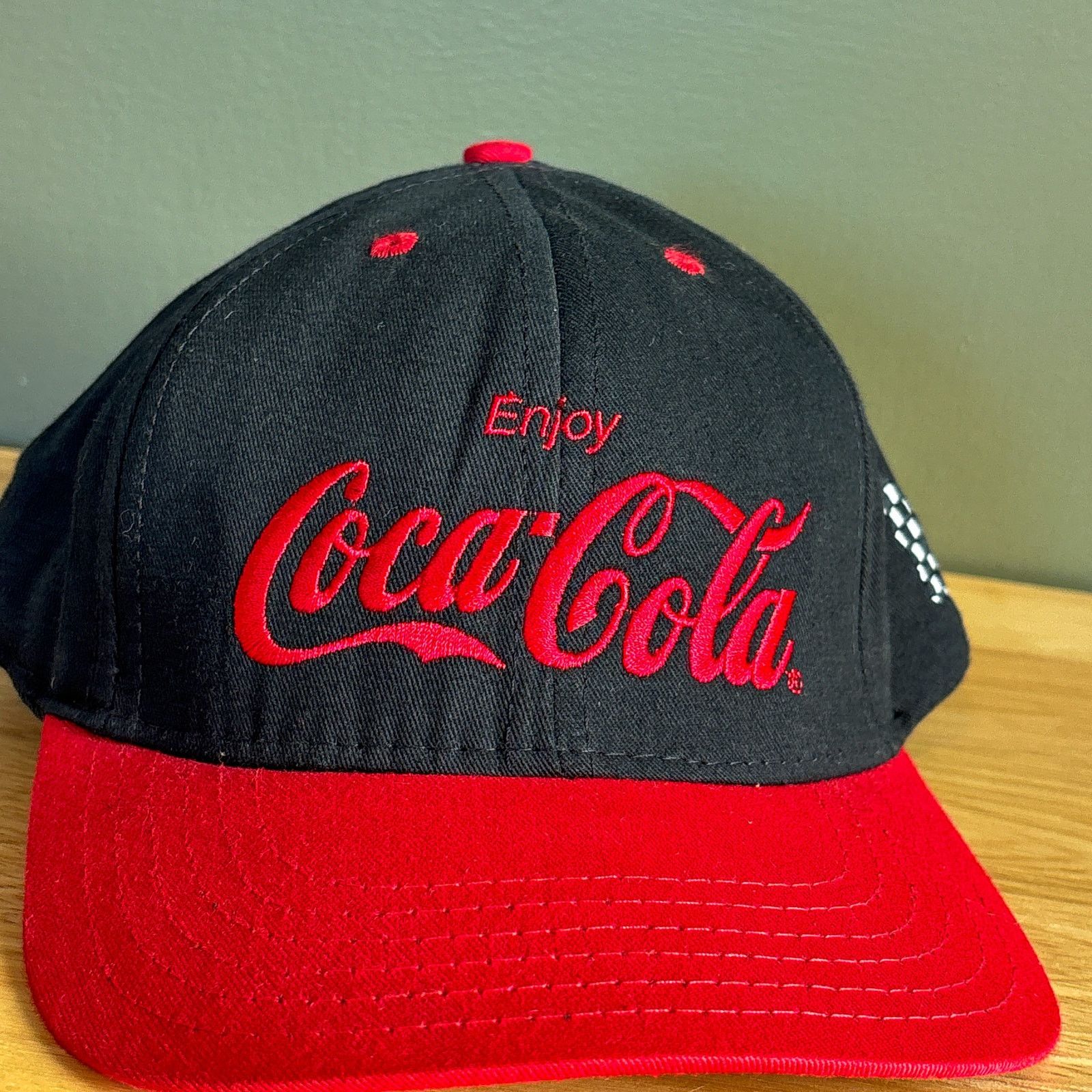 Coca Cola Vintage Enjoy Coca-Cola Soda Black Red 90s USA Snapback Hat Size ONE SIZE - 2 Thumbnail