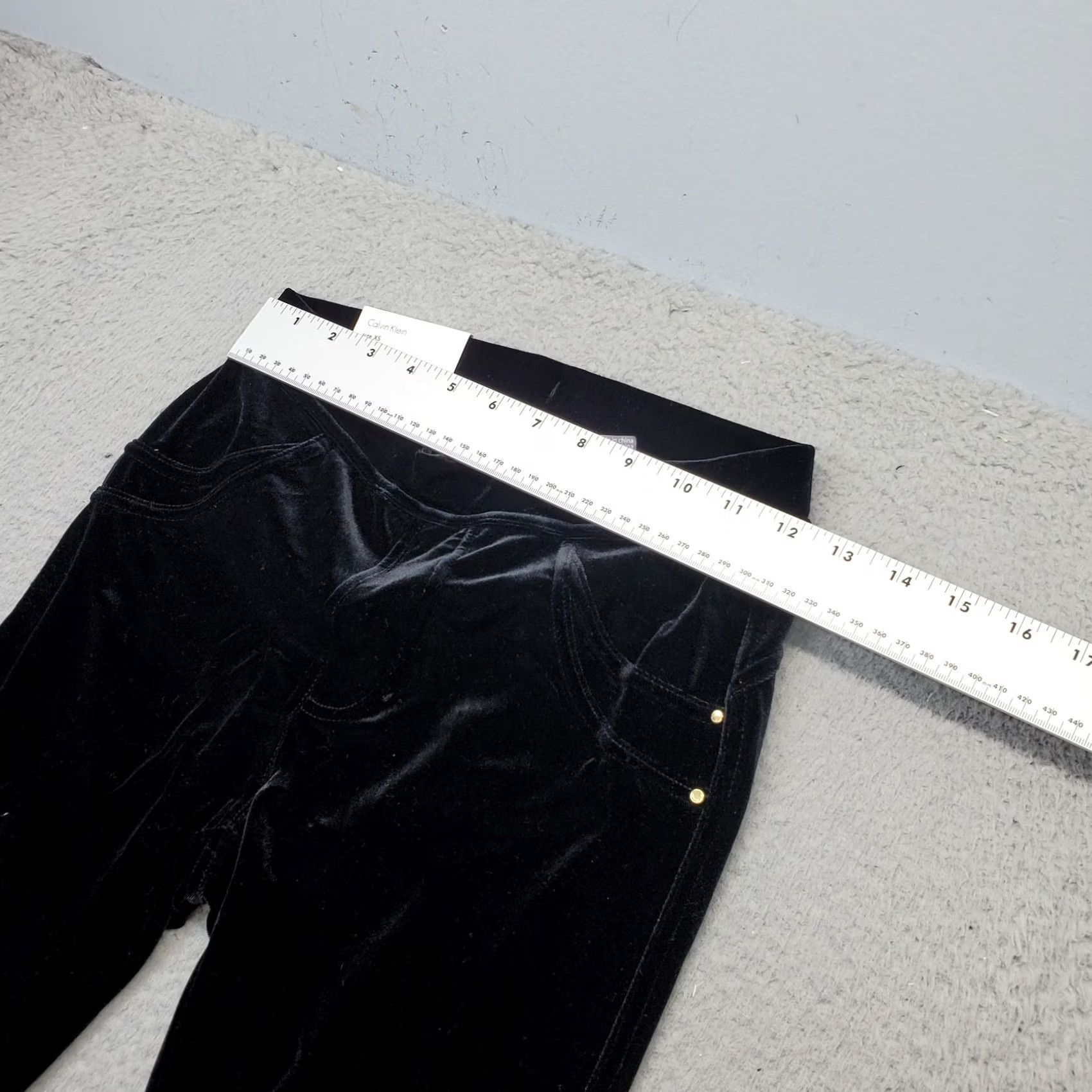 Calvin Klein Calvin Klein Womens XS Black Velvet Leggings Modern Stretch Slim Fit M7VFV894 Size 26" / US 2 / IT 38 - 5 Thumbnail