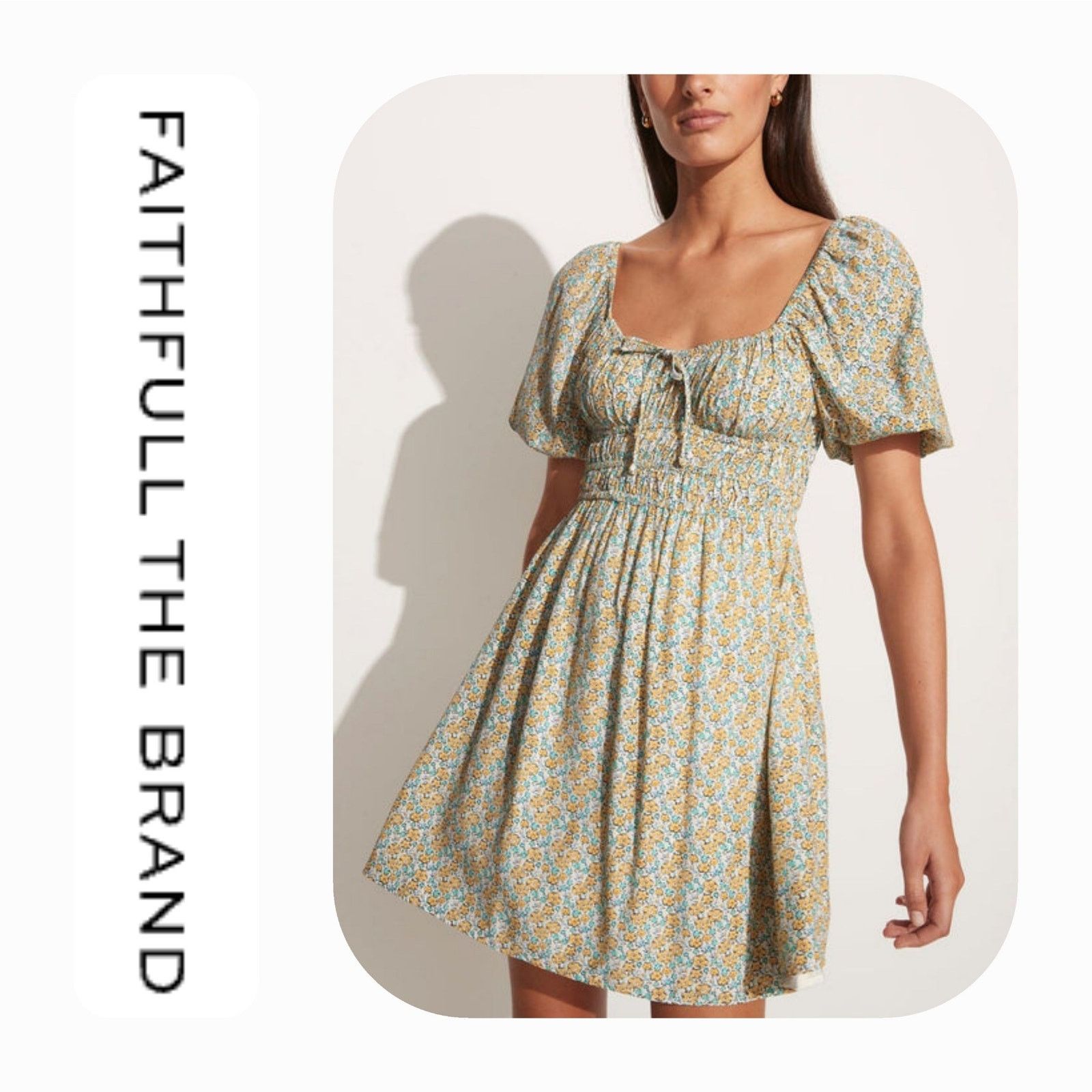 FAITHFULL NWT Faithfull the Brand Sylvie Floral Mini Dress Sz. 2 White Size XS / US 0-2 / IT 36-38 - 1 Thumbnail