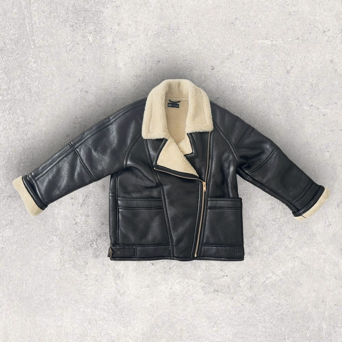 Waterfall leather jacket zara sales