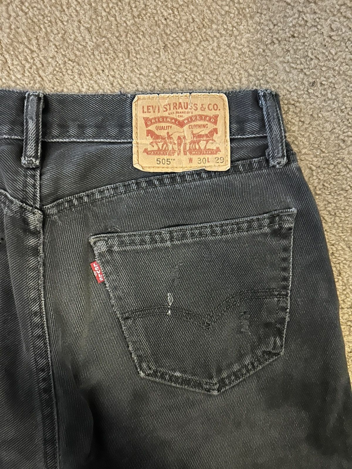 Levi's Vintage Levis 505 Black Straight Leg Denim Size US 30 / EU 46 - 3 Thumbnail