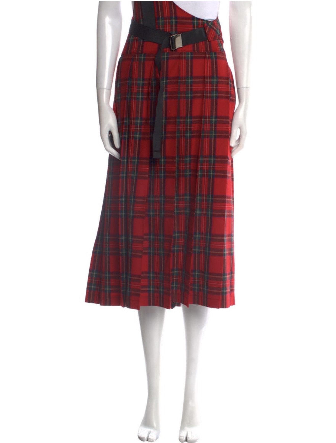 Junya Watanabe Junya Watanabe Comme des Garçons Red Tartan Midi Skirt Size 28" / US 6 / IT 42 - 1 Thumbnail