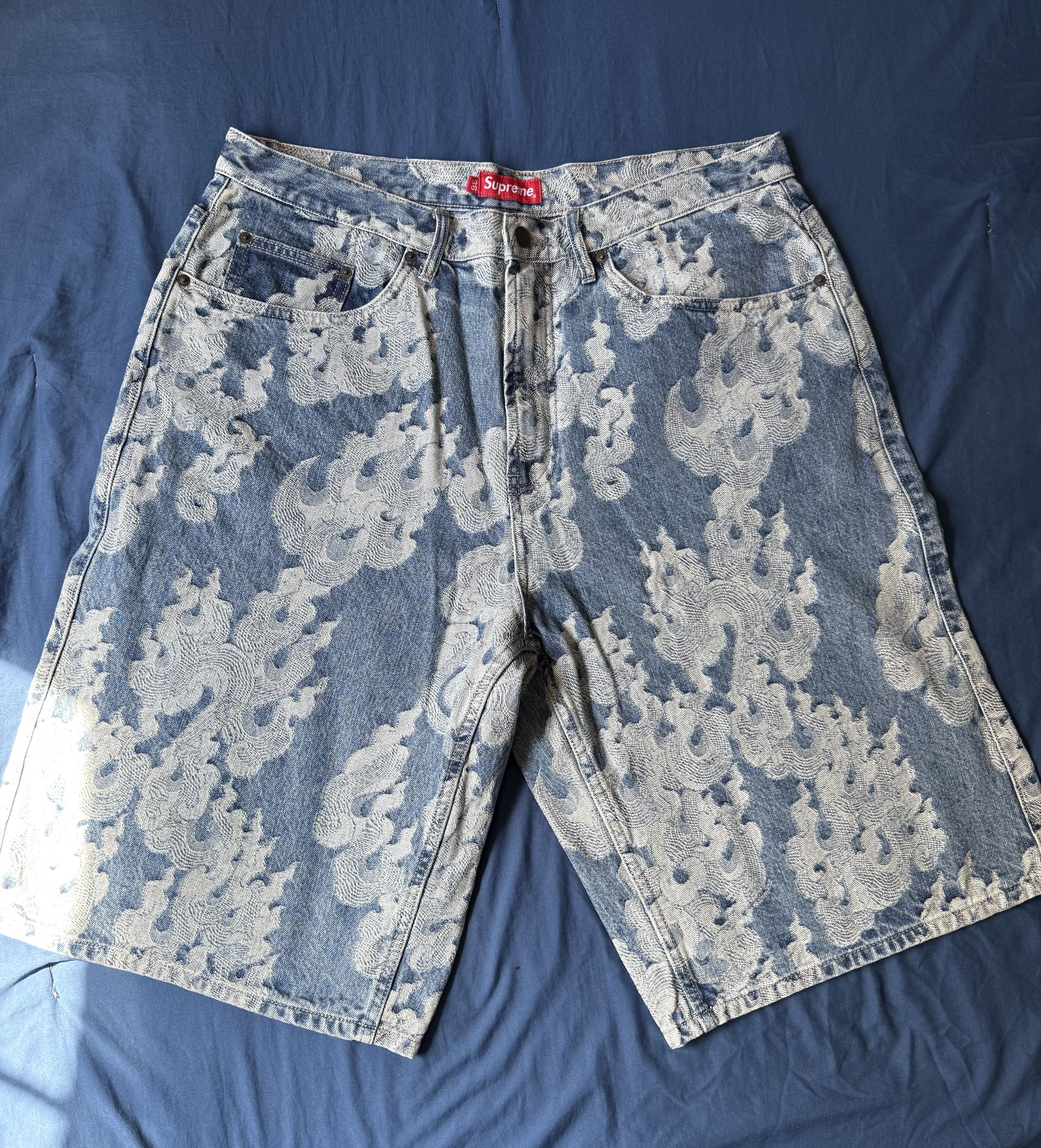 Supreme Supreme Flames Jacquard Denim Shorts | Grailed