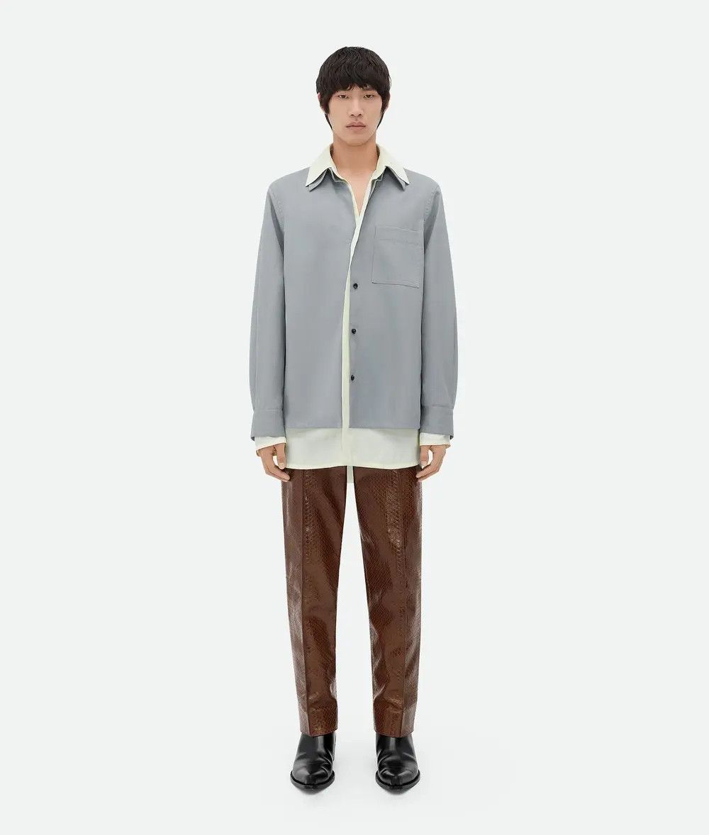 Bottega Veneta o1s1rm1125 Relaxed Fit Linen Double Shirt in Vapor/Camomile Size US S / EU 44-46 / 1 - 1 Thumbnail