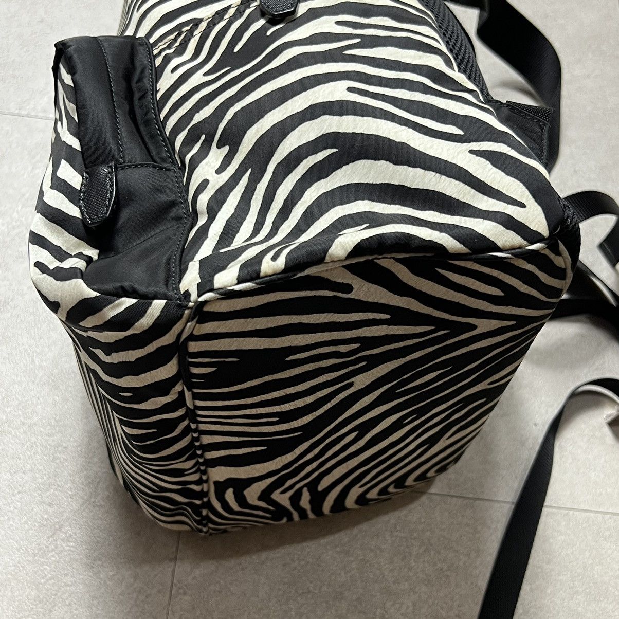 Prada Prada Logo Plate Zebra Backpack Size ONE SIZE - 6 Thumbnail