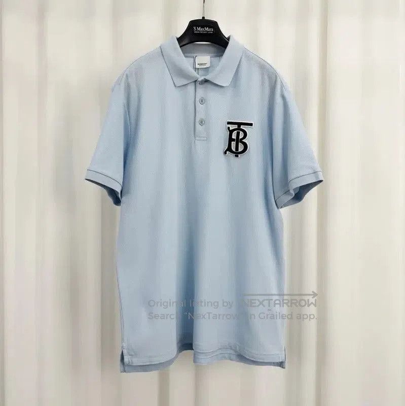 Burberry Burberry Light Blue Cotton Logo Polo Shirt. Size US M / EU 48-50 / 2 - 1 Thumbnail