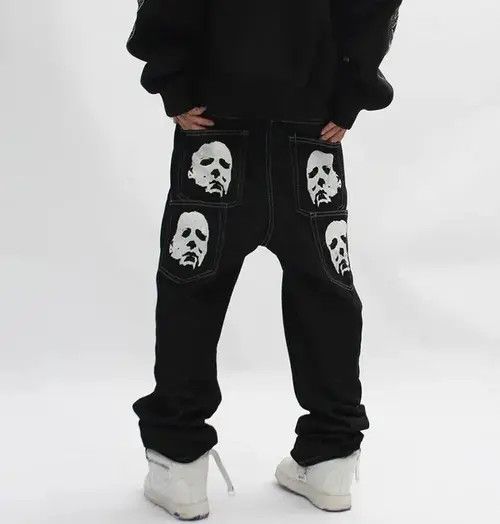 Jean Black face print washed straight jeans Size US 32 / EU 48 - 1 Thumbnail